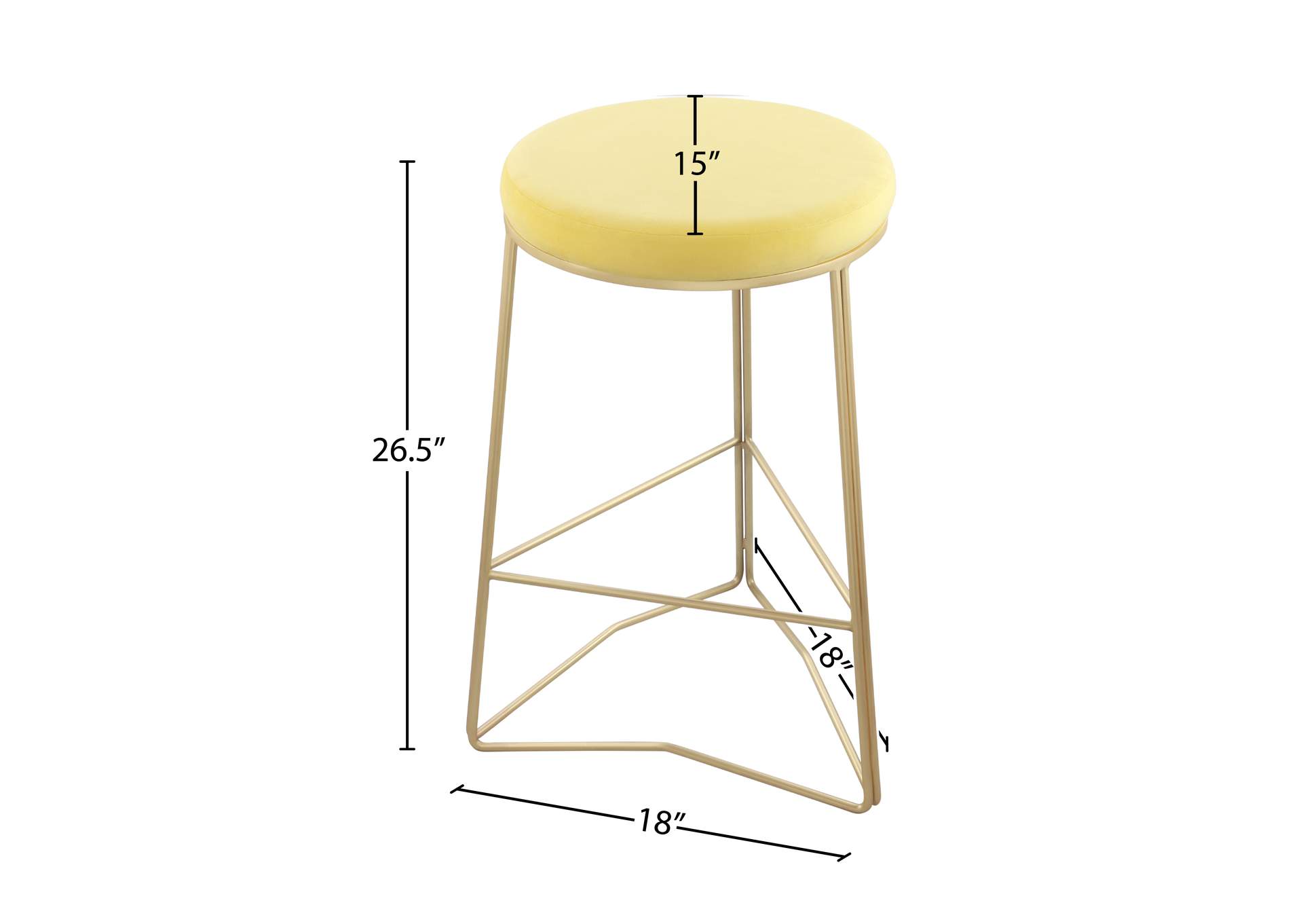 Tres Yellow Velvet Counter Stool,Meridian Furniture