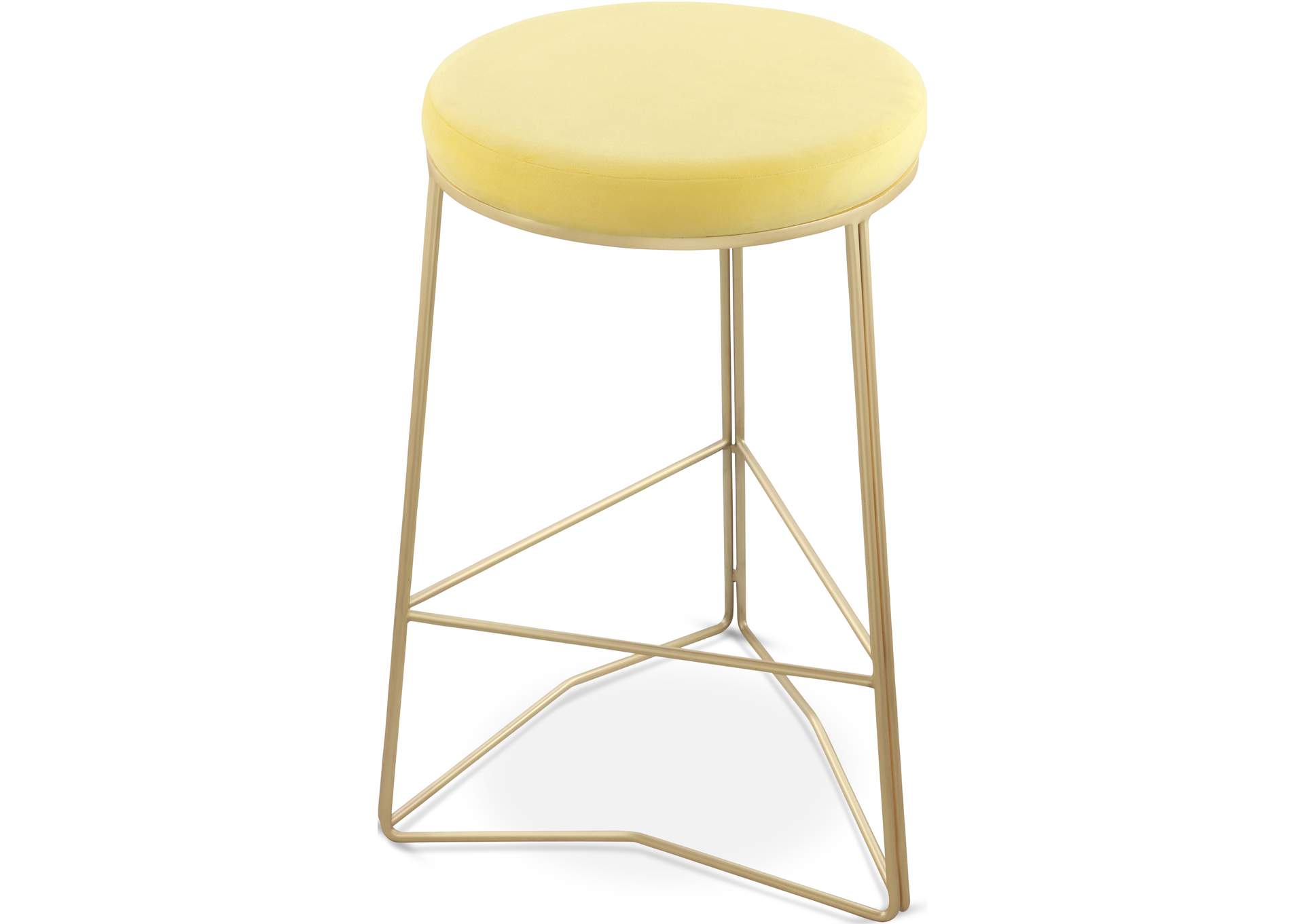 Tres Yellow Velvet Counter Stool,Meridian Furniture