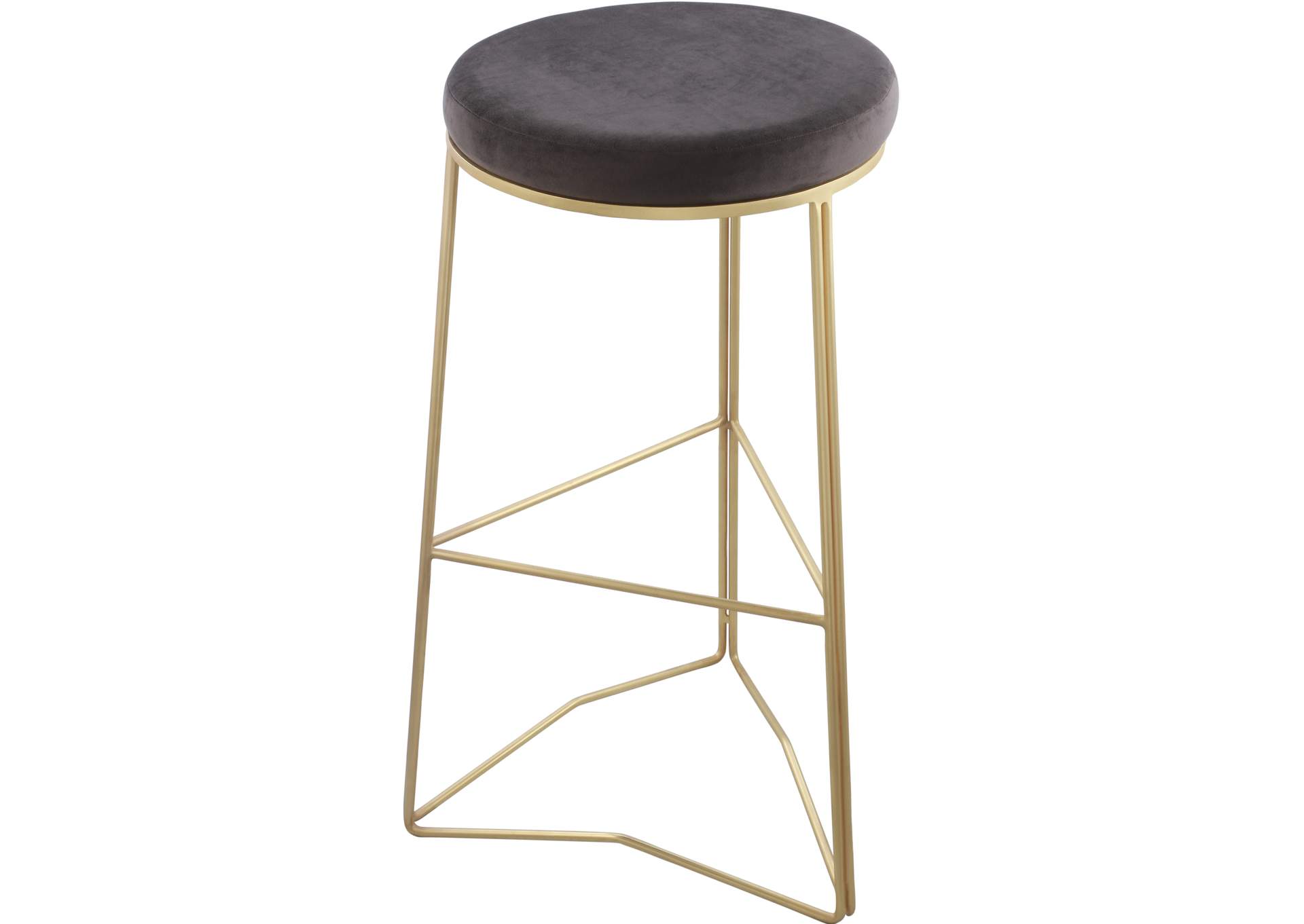 Tres Grey Velvet Bar Stool,Meridian Furniture