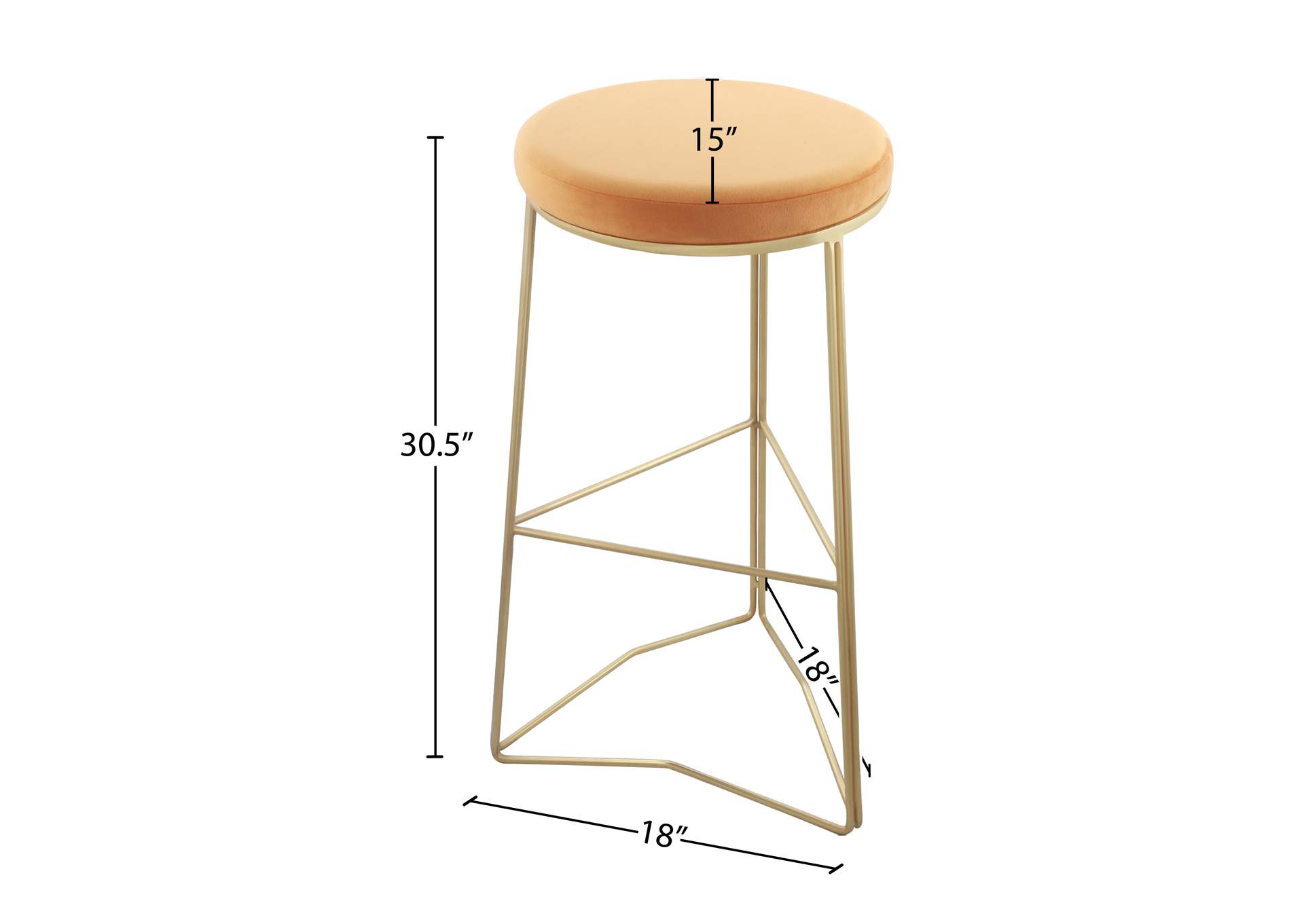 Tres Mango Velvet Bar Stool,Meridian Furniture