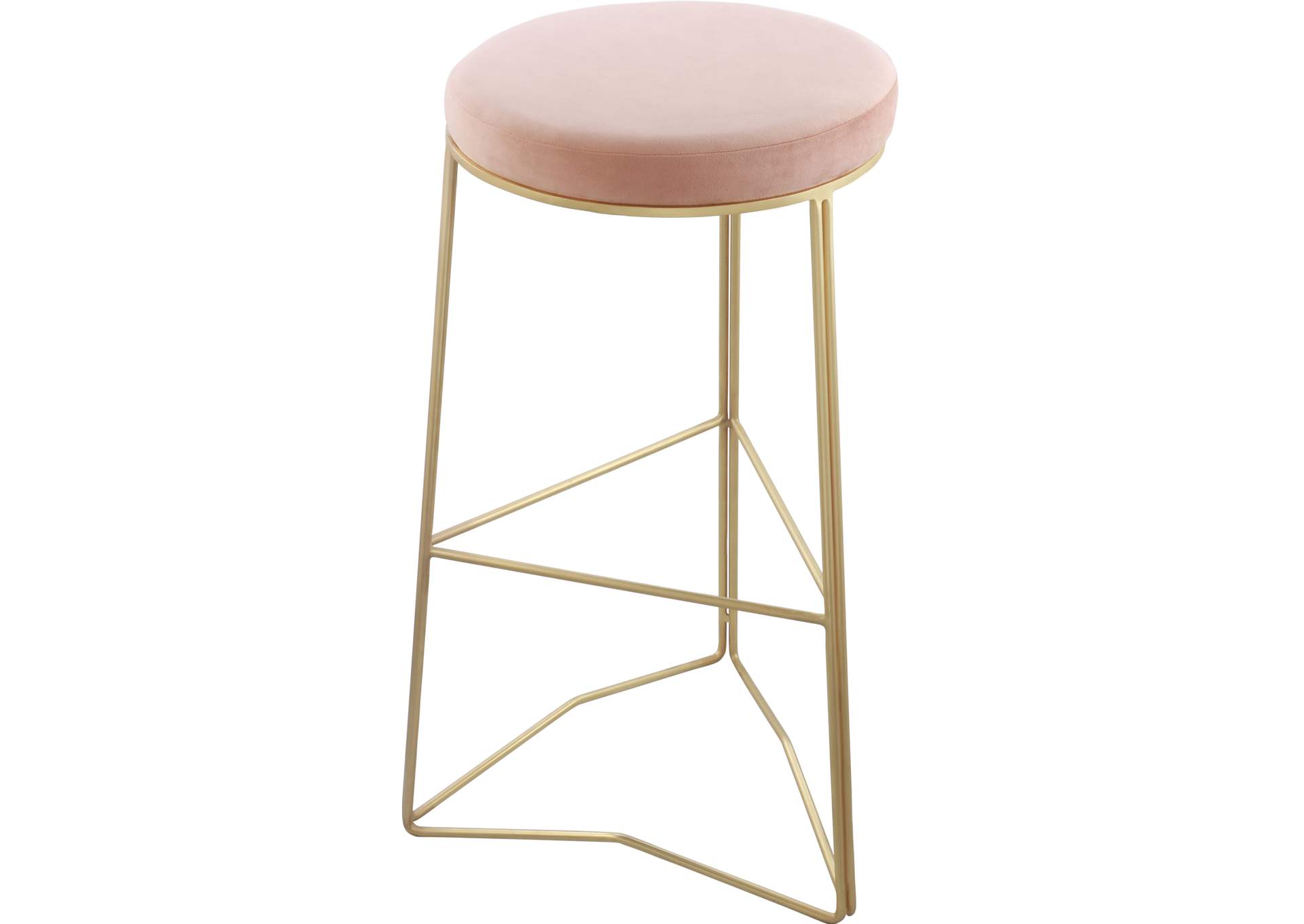 Tres Pink Velvet Bar Stool,Meridian Furniture