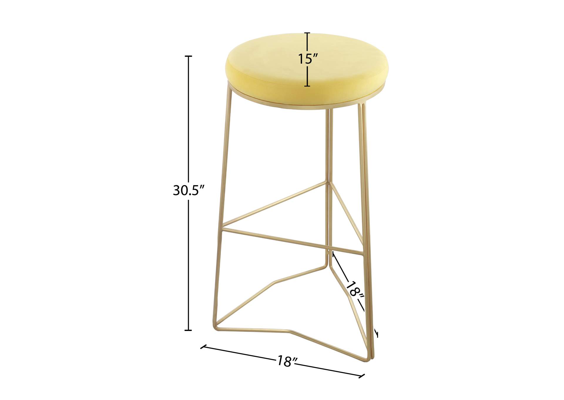 Tres Yellow Velvet Bar Stool,Meridian Furniture