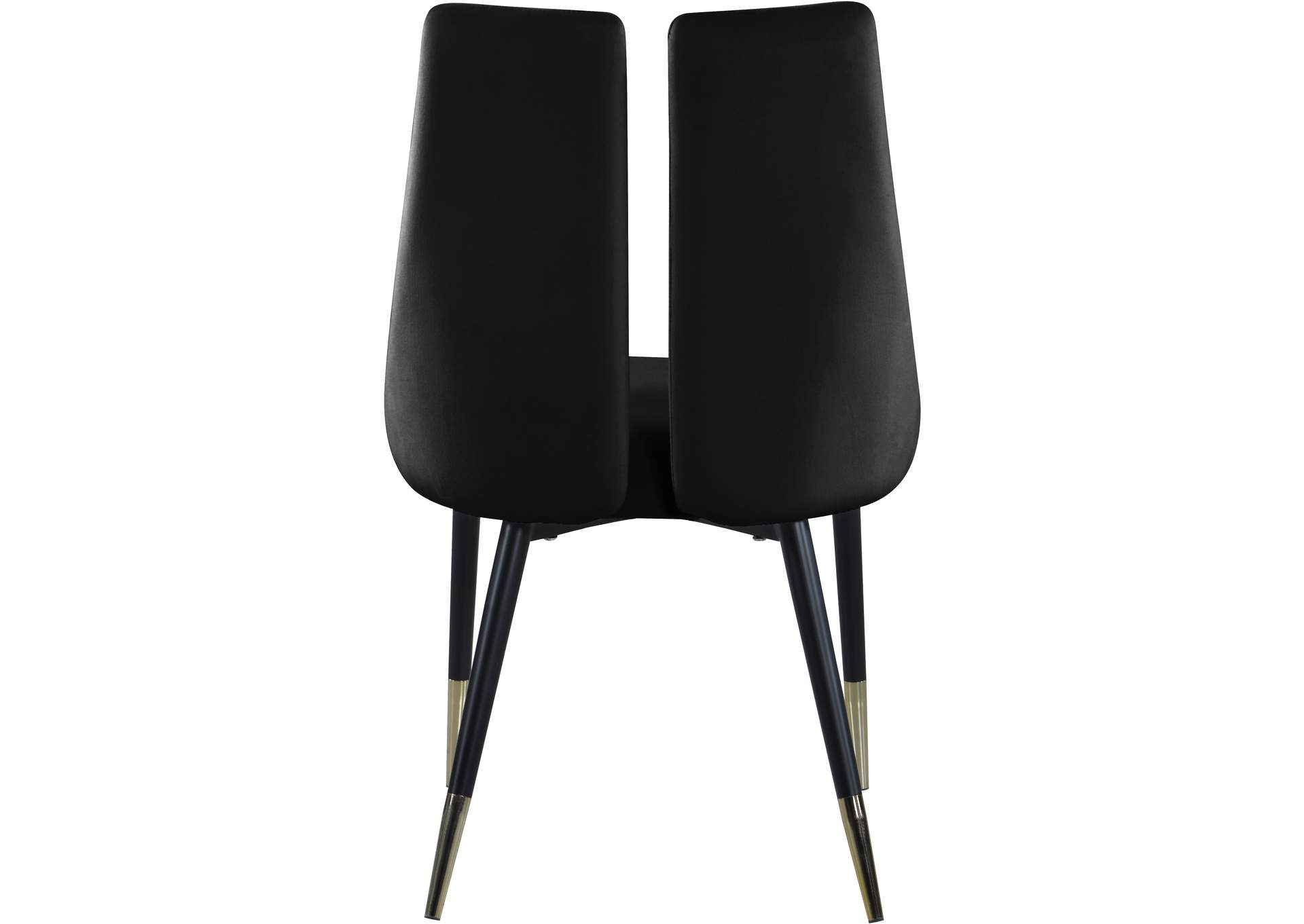 Sleek Black Velvet Dining Chair Set of 2,Meridian Furniture