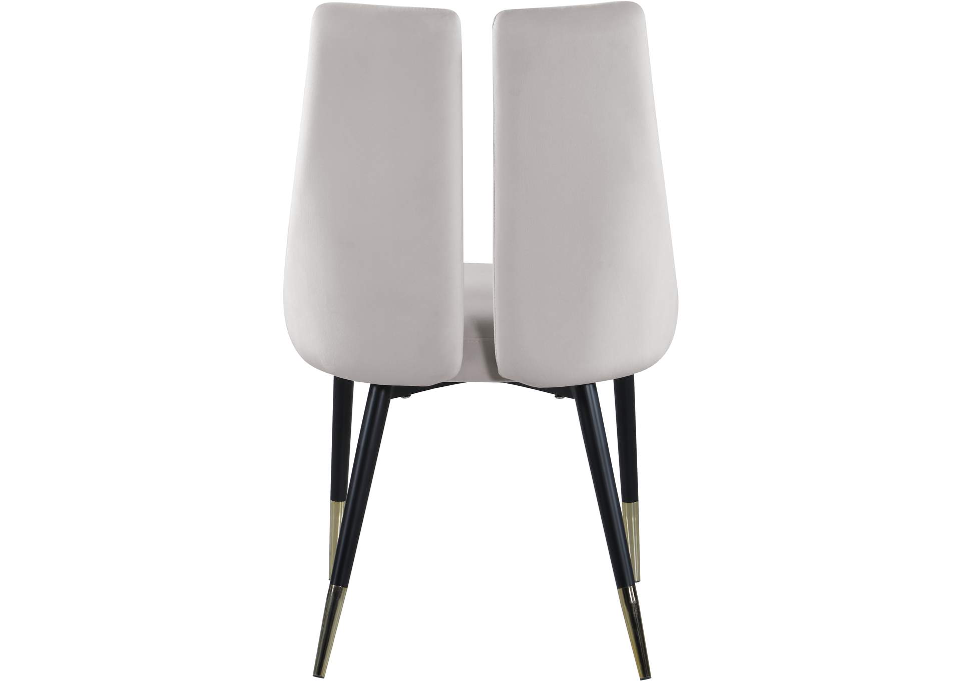 Sleek Cream Velvet Dining Chair Set of 2,Meridian Furniture