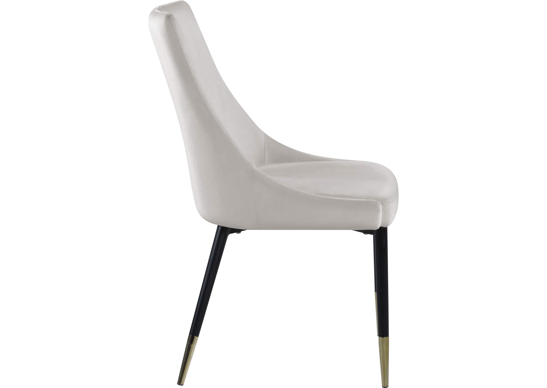 Sleek Cream Velvet Dining Chair Set of 2,Meridian Furniture