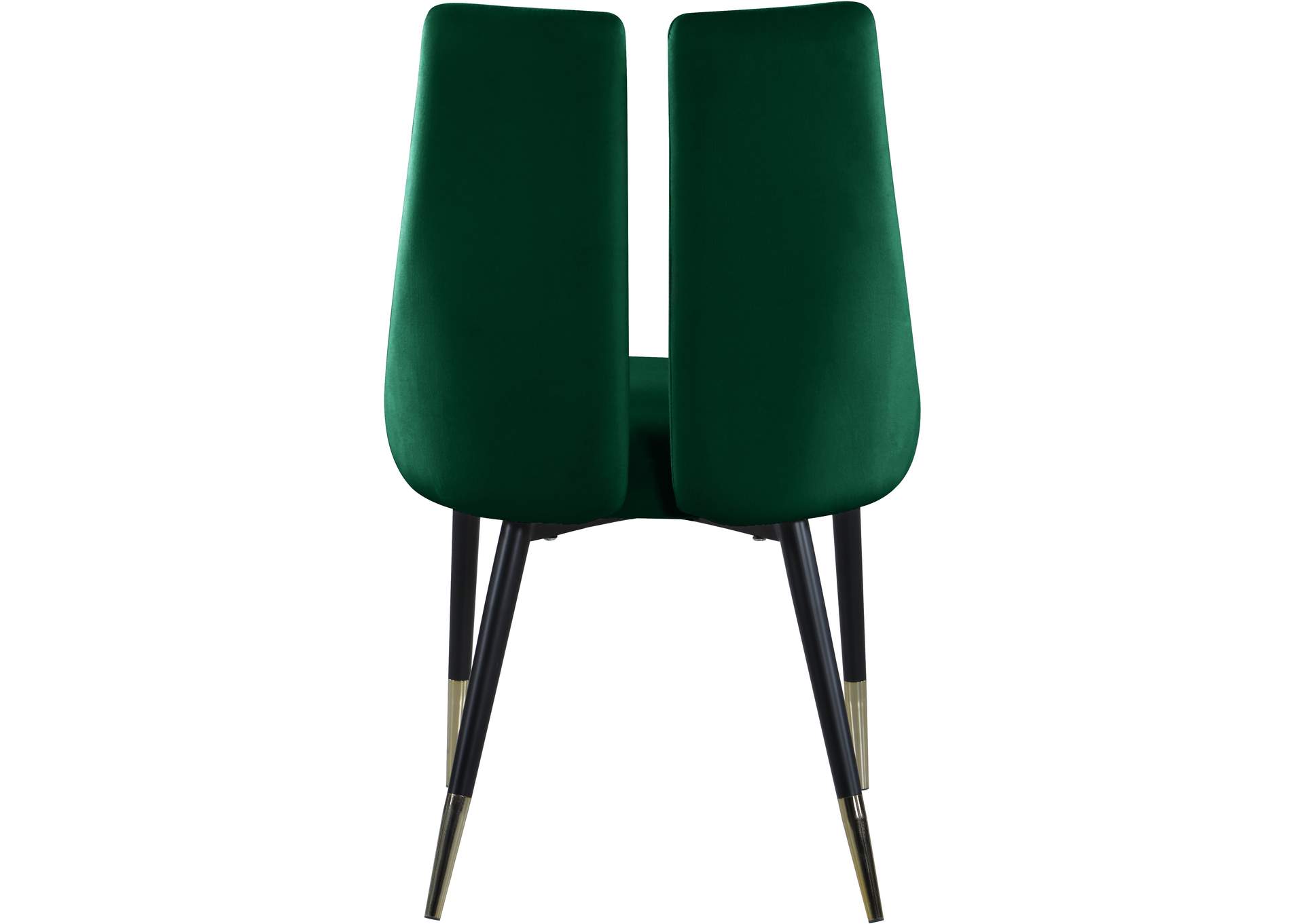 Sleek Green Velvet Dining Chair Set of 2,Meridian Furniture