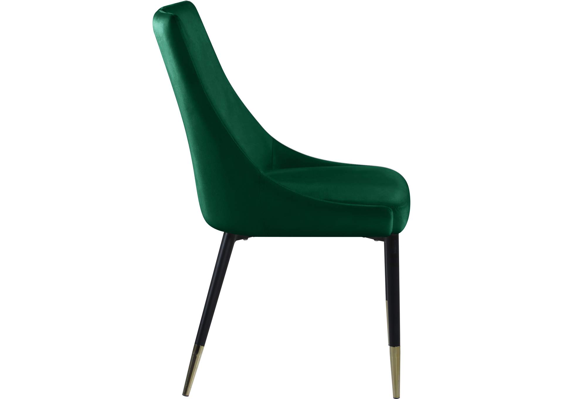 Sleek Green Velvet Dining Chair Set of 2,Meridian Furniture