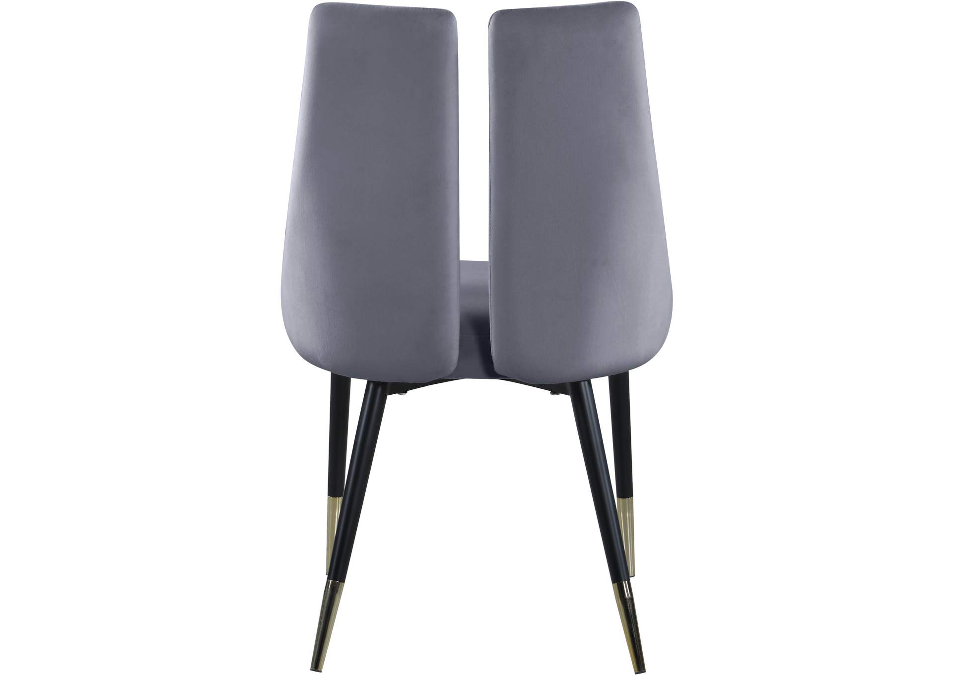 Sleek Grey Velvet Dining Chair Set of 2,Meridian Furniture