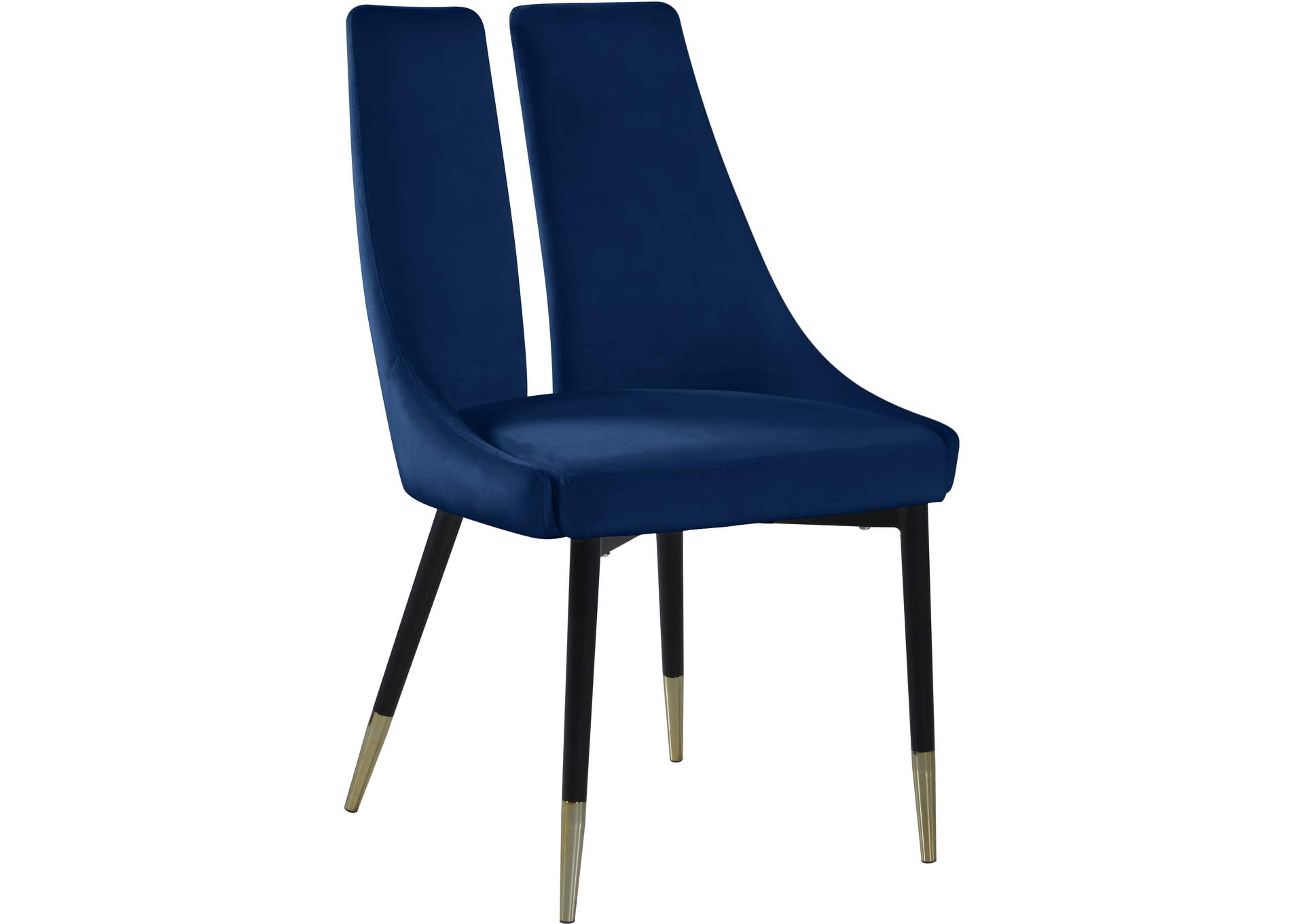 Sleek Navy Velvet Dining Chair Set of 2,Meridian Furniture