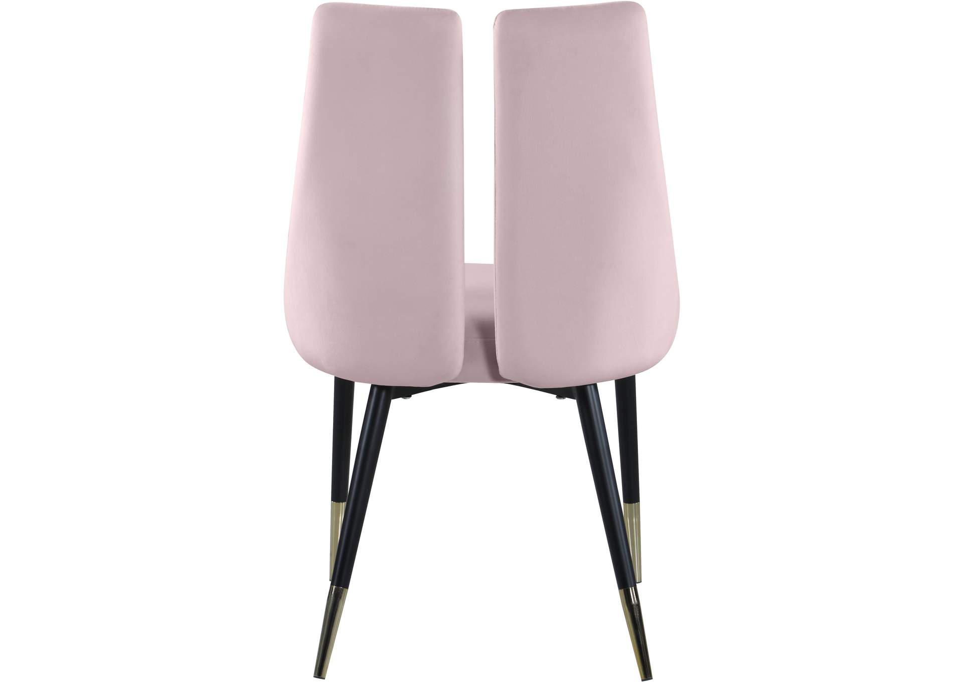 Sleek Pink Velvet Dining Chair Set of 2,Meridian Furniture