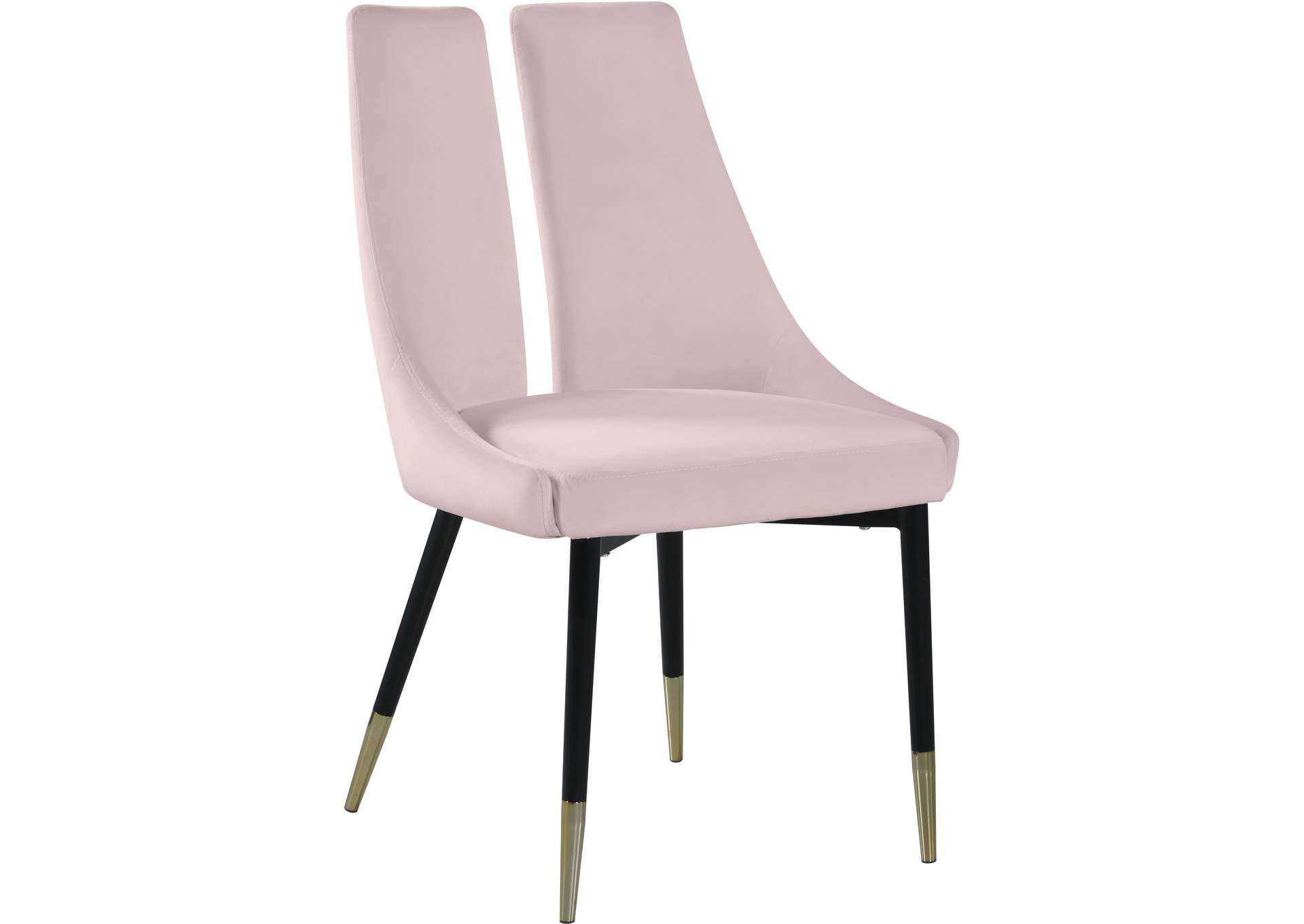 Sleek Pink Velvet Dining Chair Set of 2,Meridian Furniture