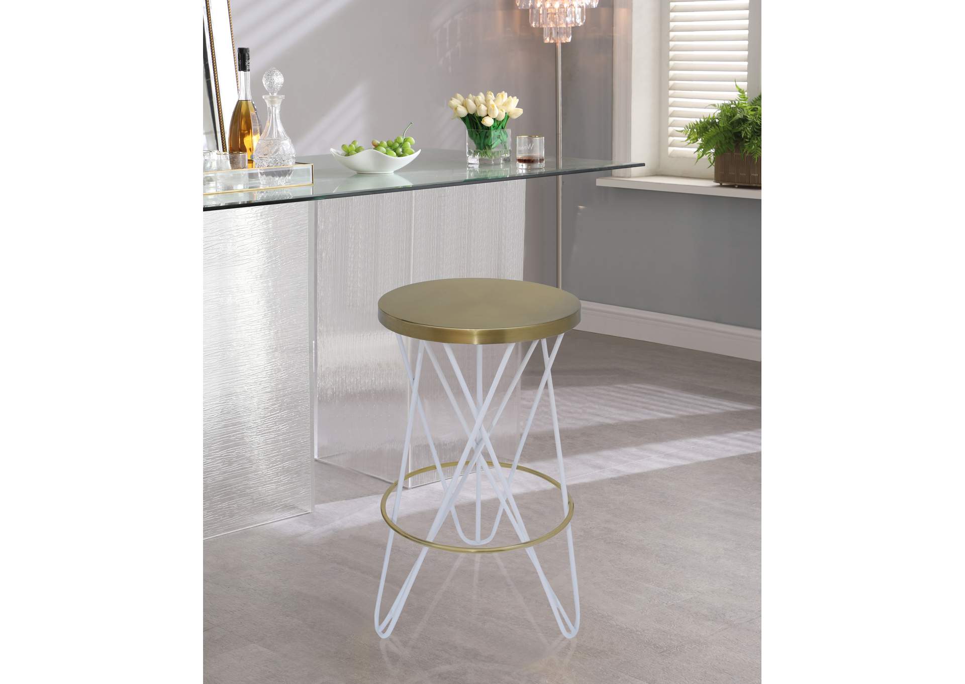 Mercury White Iron Counter Stool,Meridian Furniture