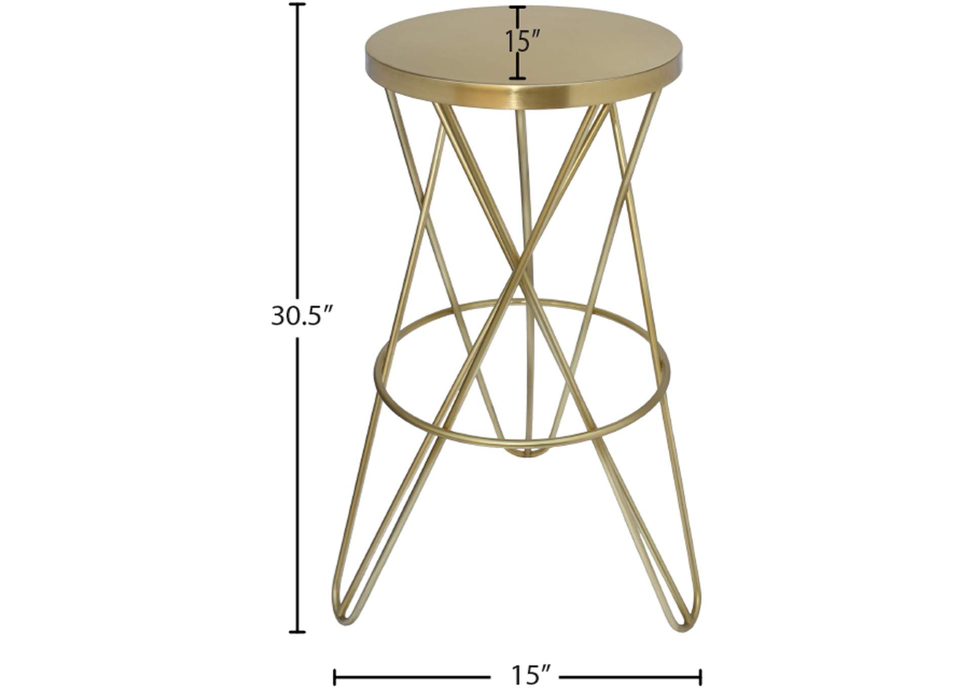 Mercury Gold Iron Bar Stool,Meridian Furniture