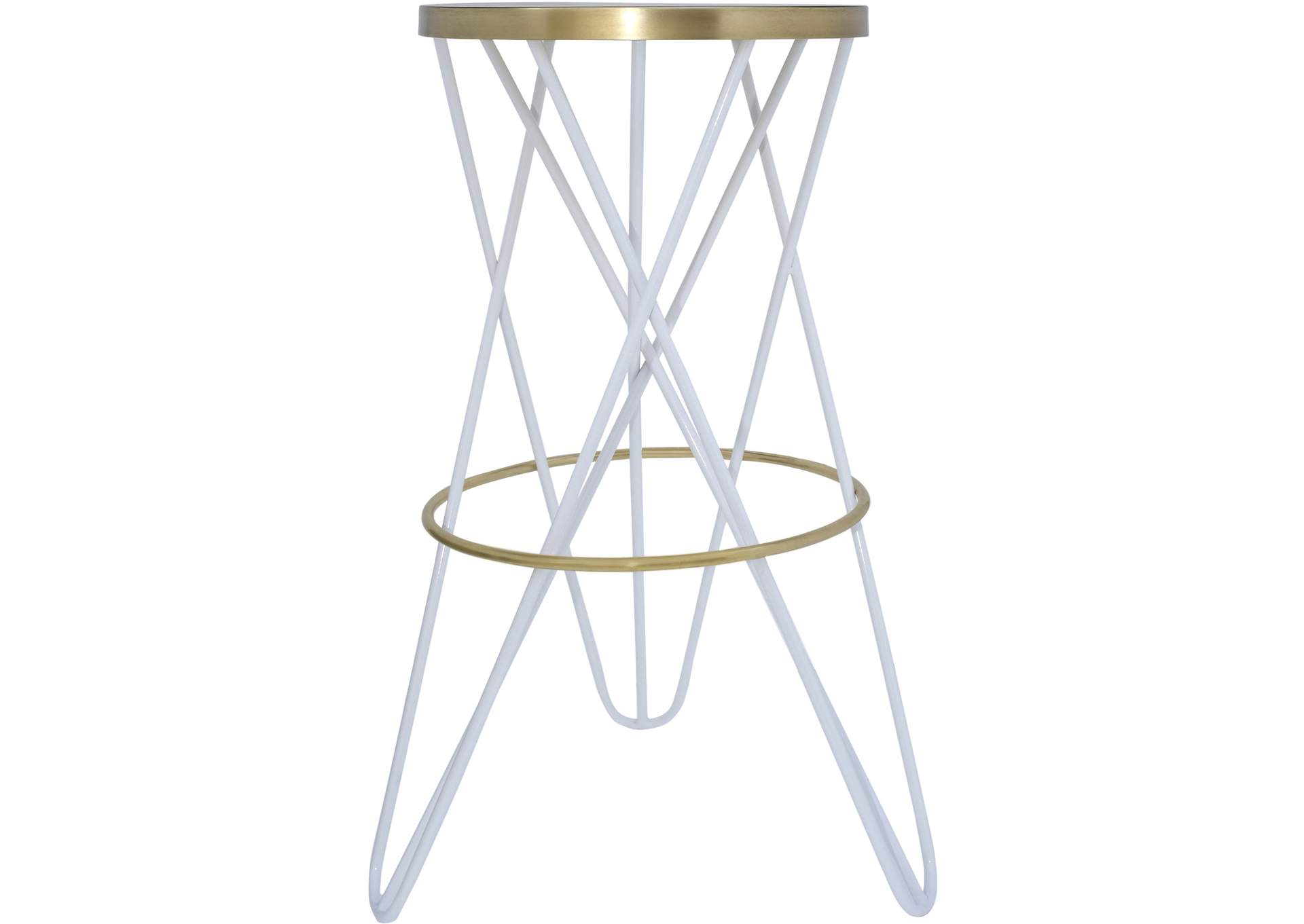 Mercury White Iron Bar Stool,Meridian Furniture