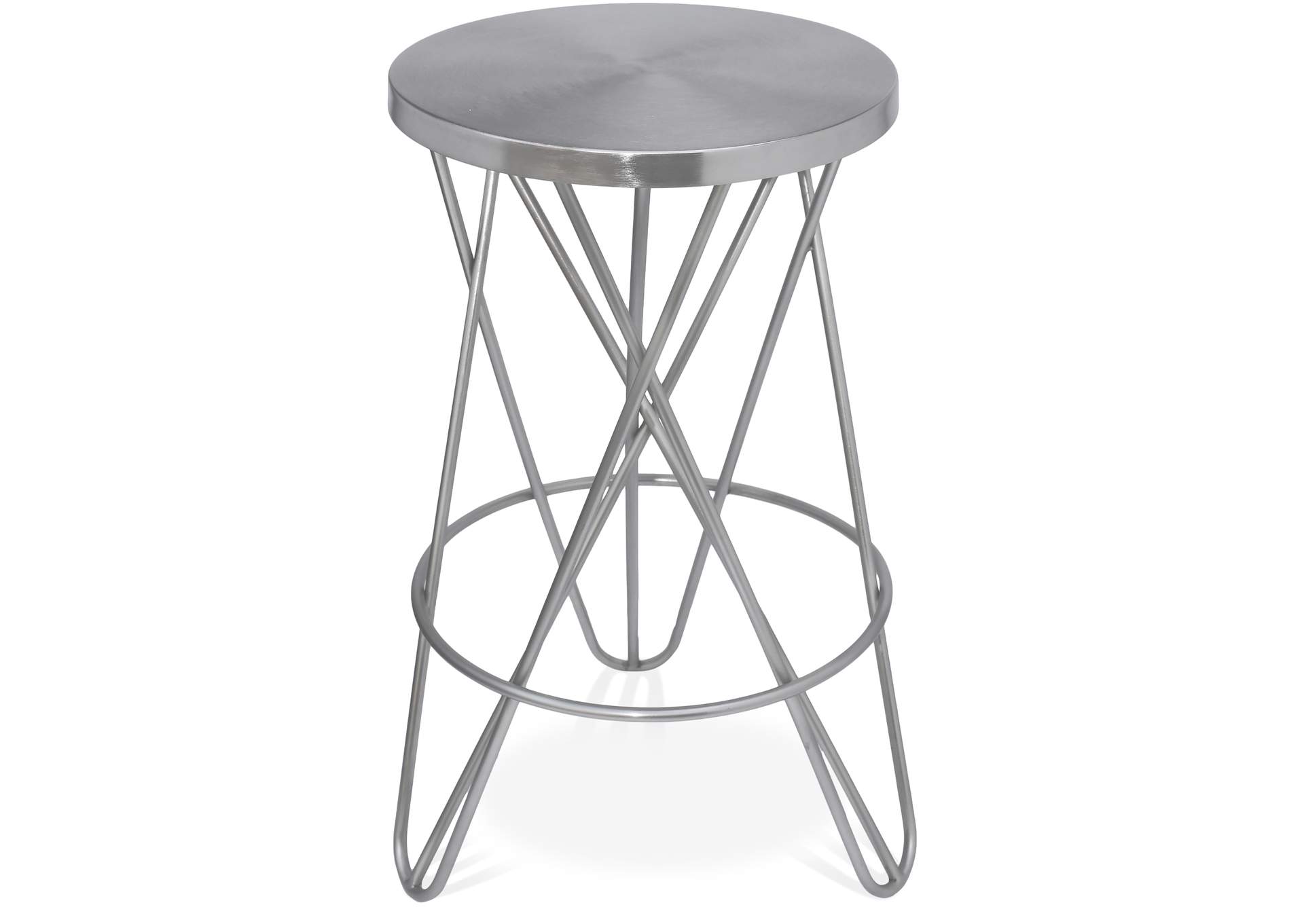 Mercury Silver Iron Counter Stool,Meridian Furniture