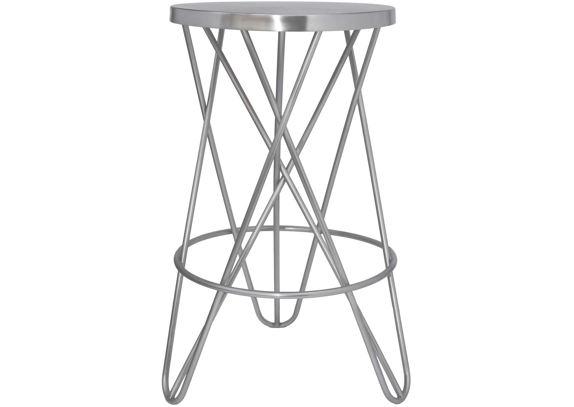 Mercury Silver Iron Counter Stool,Meridian Furniture