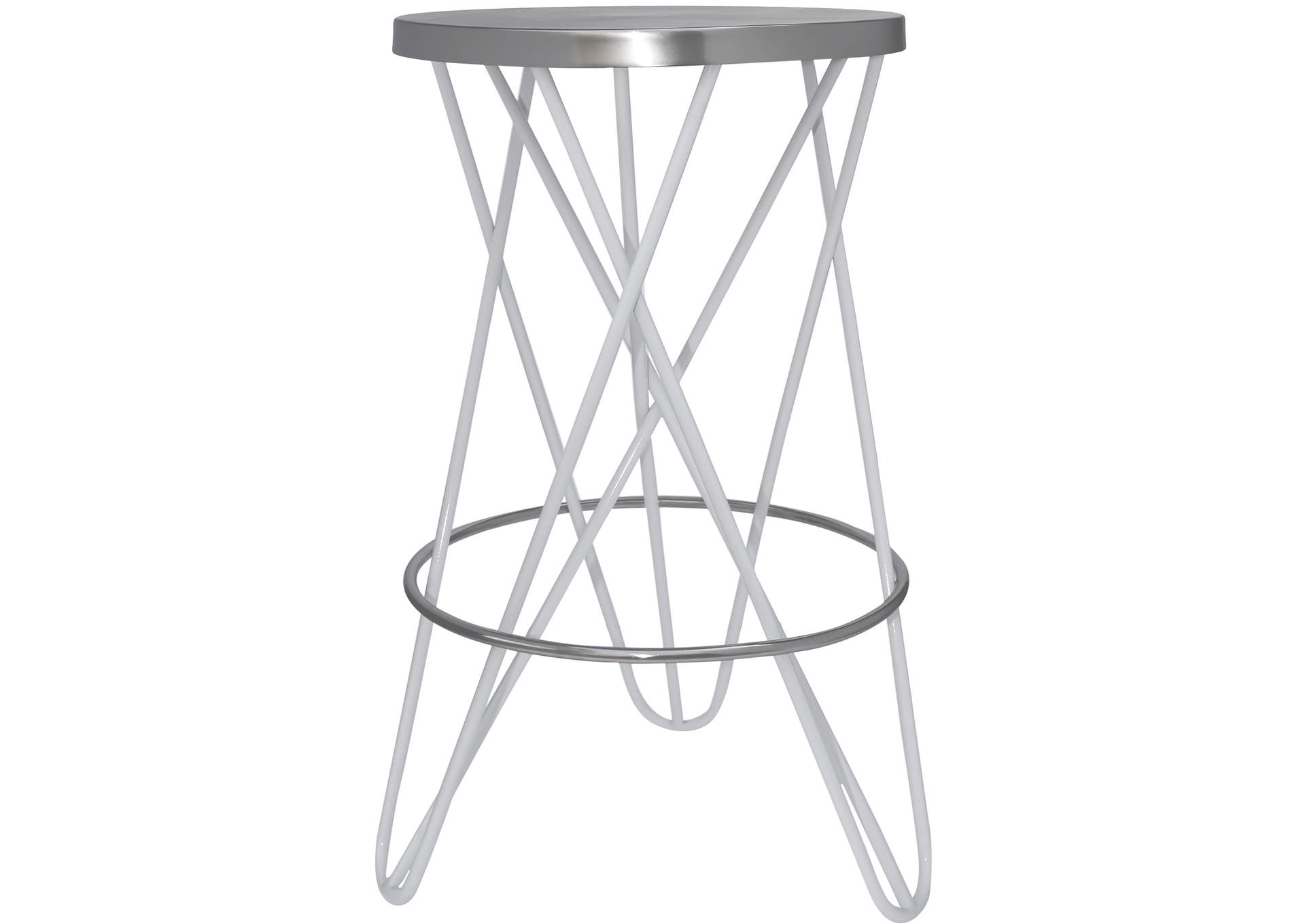 Mercury White Iron Counter Stool,Meridian Furniture