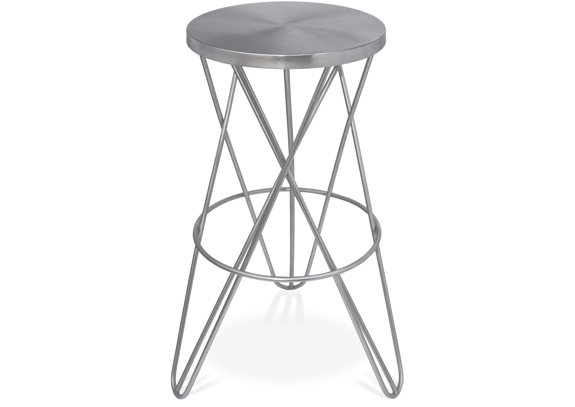 Mercury Silver Iron Bar Stool,Meridian Furniture