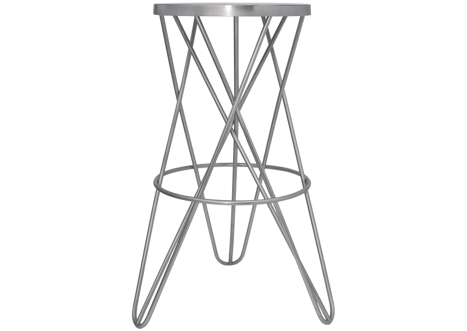 Mercury Silver Iron Bar Stool,Meridian Furniture