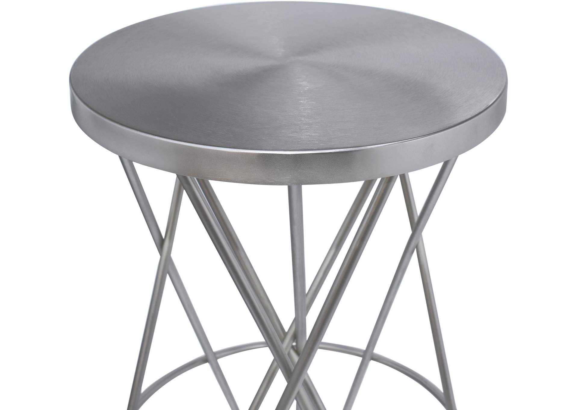 Mercury Silver Iron Bar Stool,Meridian Furniture