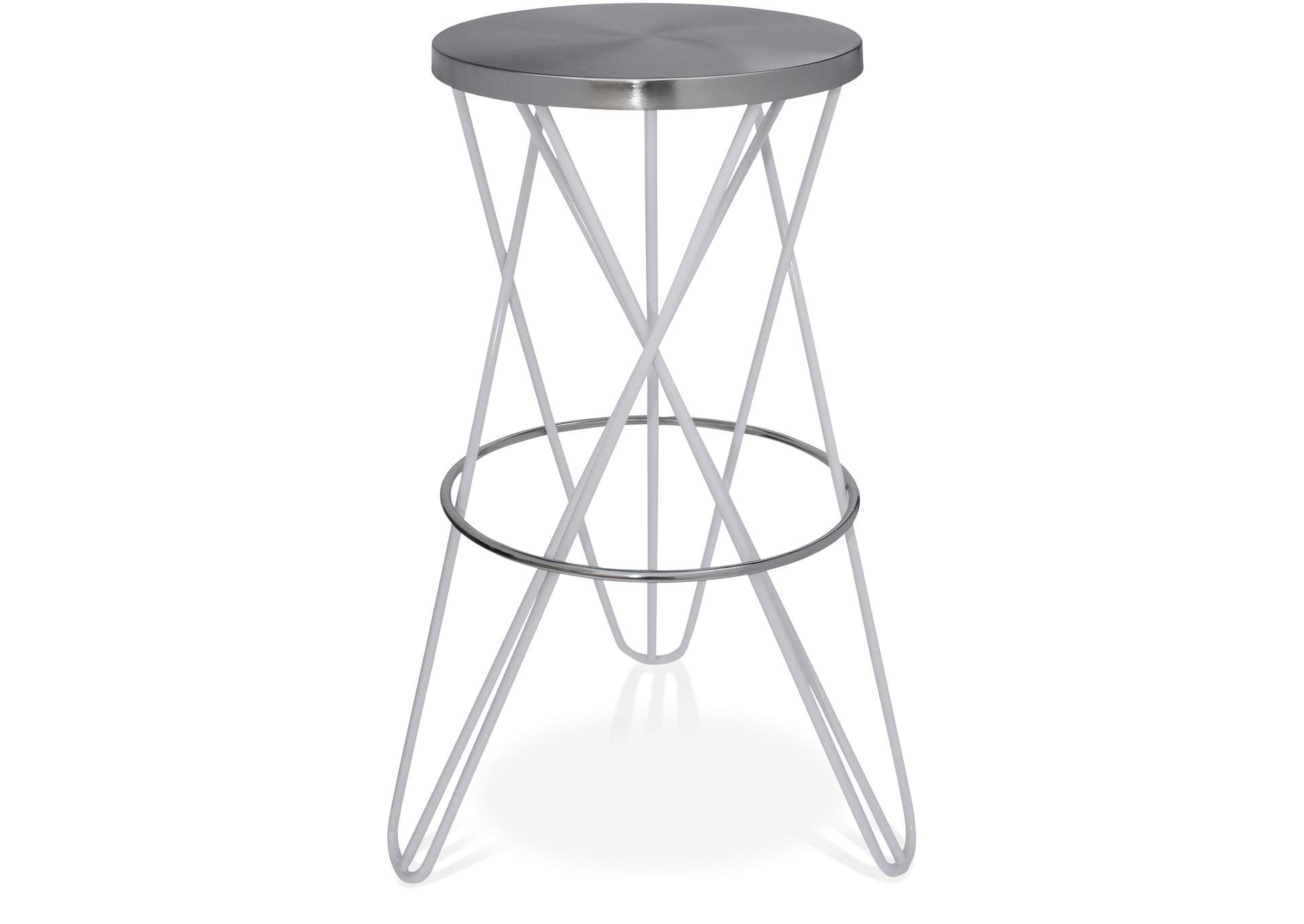 Mercury White Iron Bar Stool,Meridian Furniture