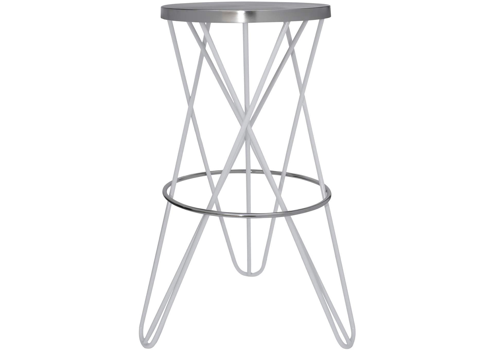 Mercury White Iron Bar Stool,Meridian Furniture