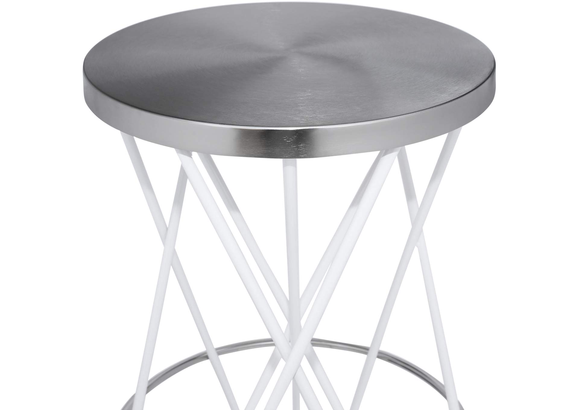 Mercury White Iron Bar Stool,Meridian Furniture