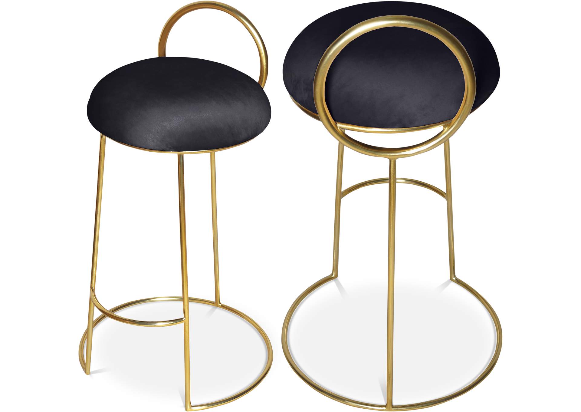 Ring Black Velvet Counter Stool,Meridian Furniture