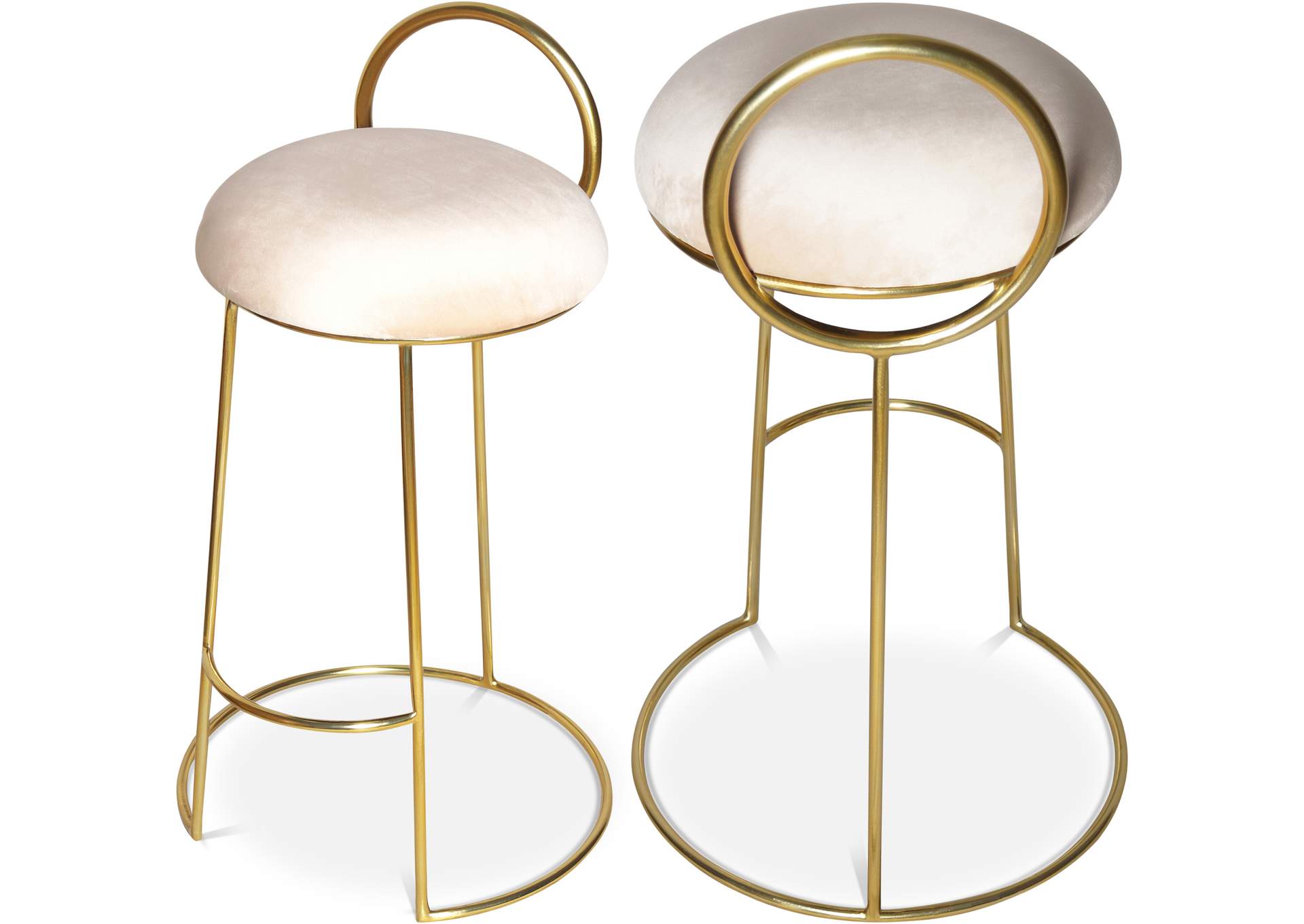 Ring Cream Velvet Counter Stool,Meridian Furniture