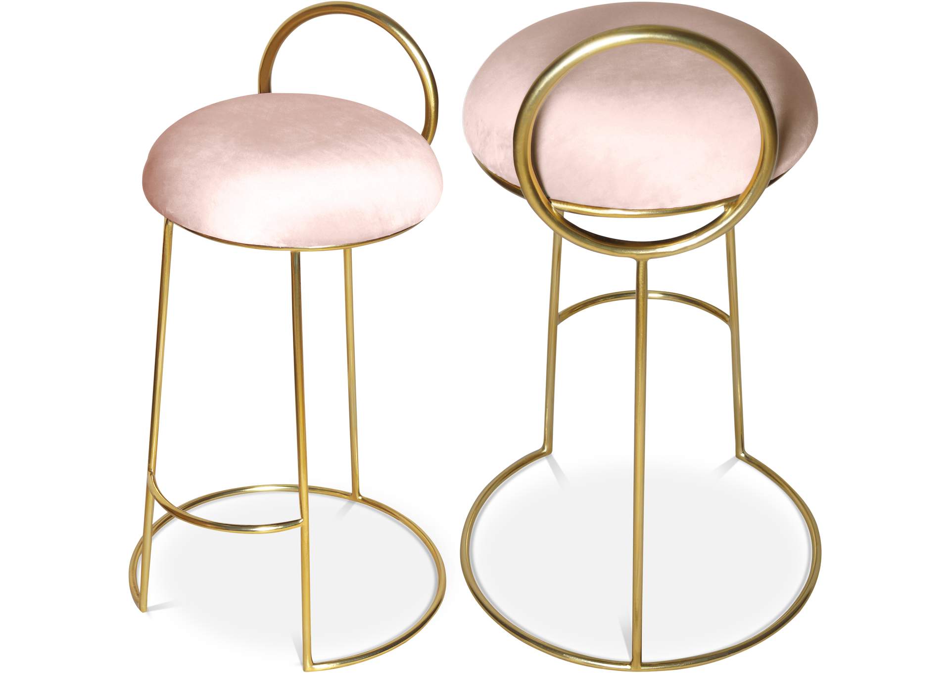 Ring Pink Velvet Counter Stool,Meridian Furniture