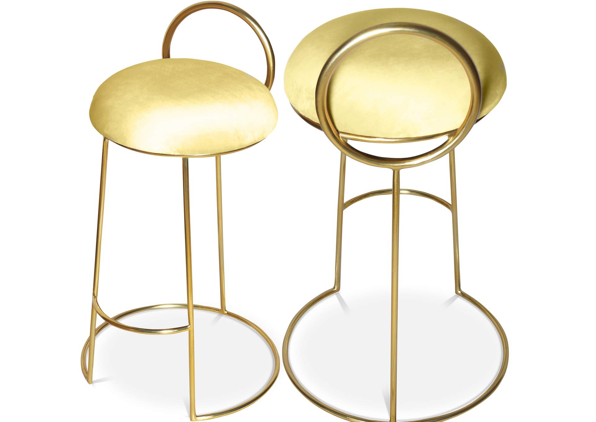 Ring Yellow Velvet Counter Stool,Meridian Furniture