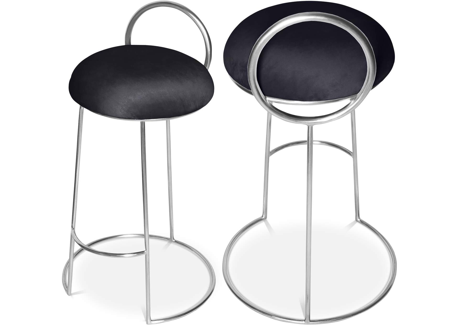 Ring Black Velvet Counter Stool,Meridian Furniture