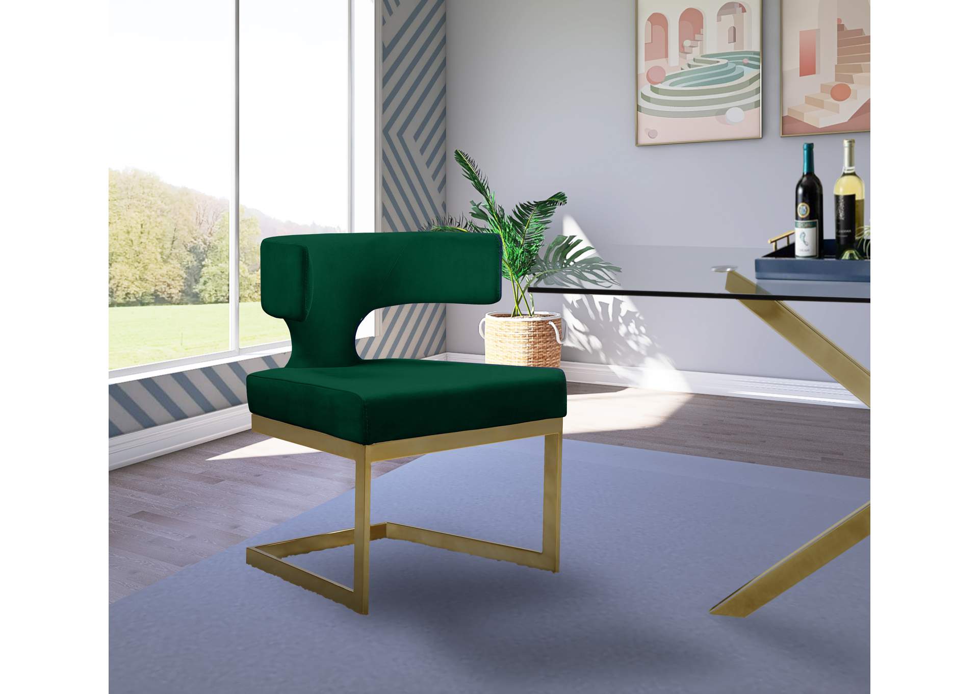 Alexandra Green Velvet Dining Chair,Meridian Furniture