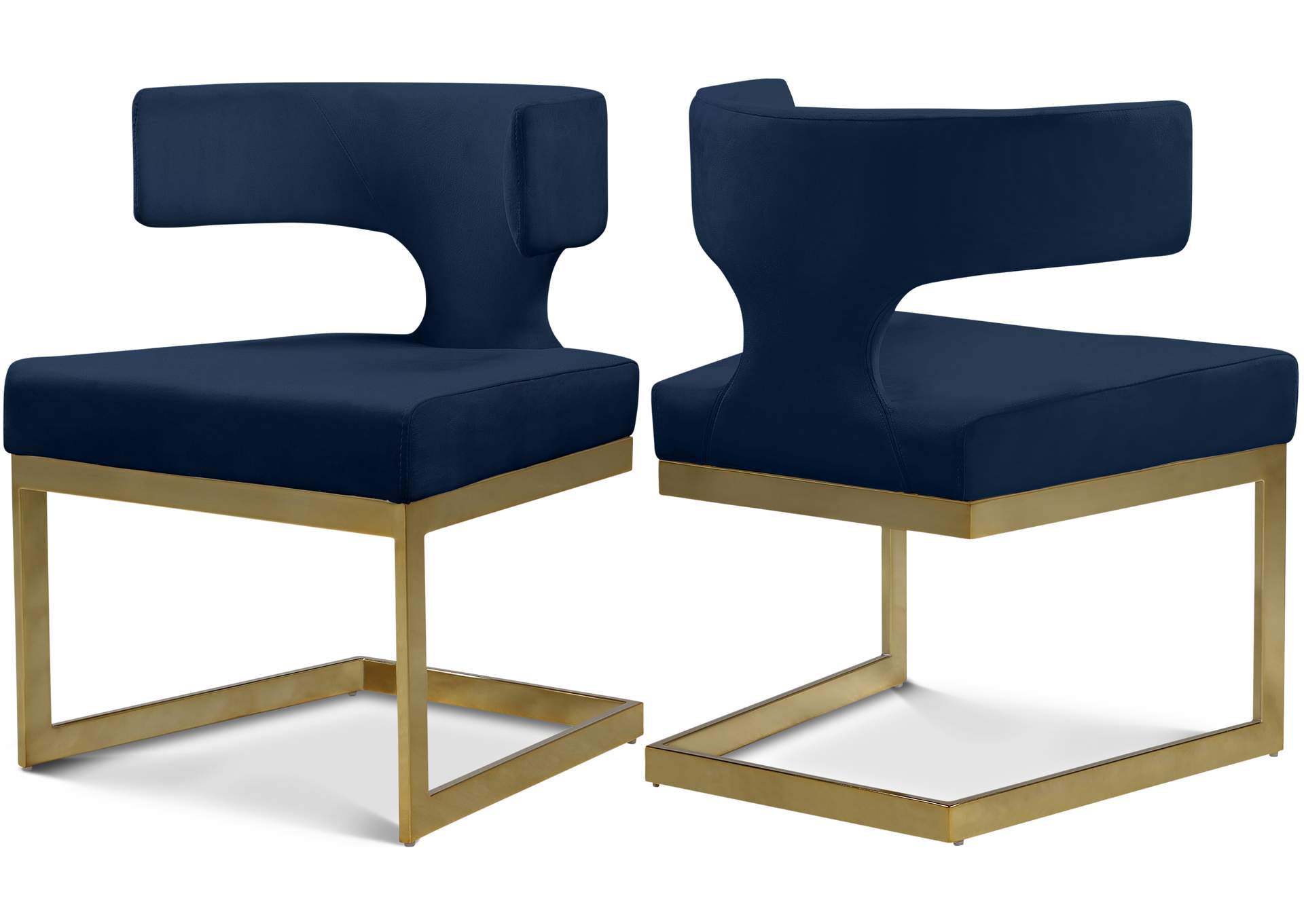 Alexandra Navy Velvet Dining Chair,Meridian Furniture