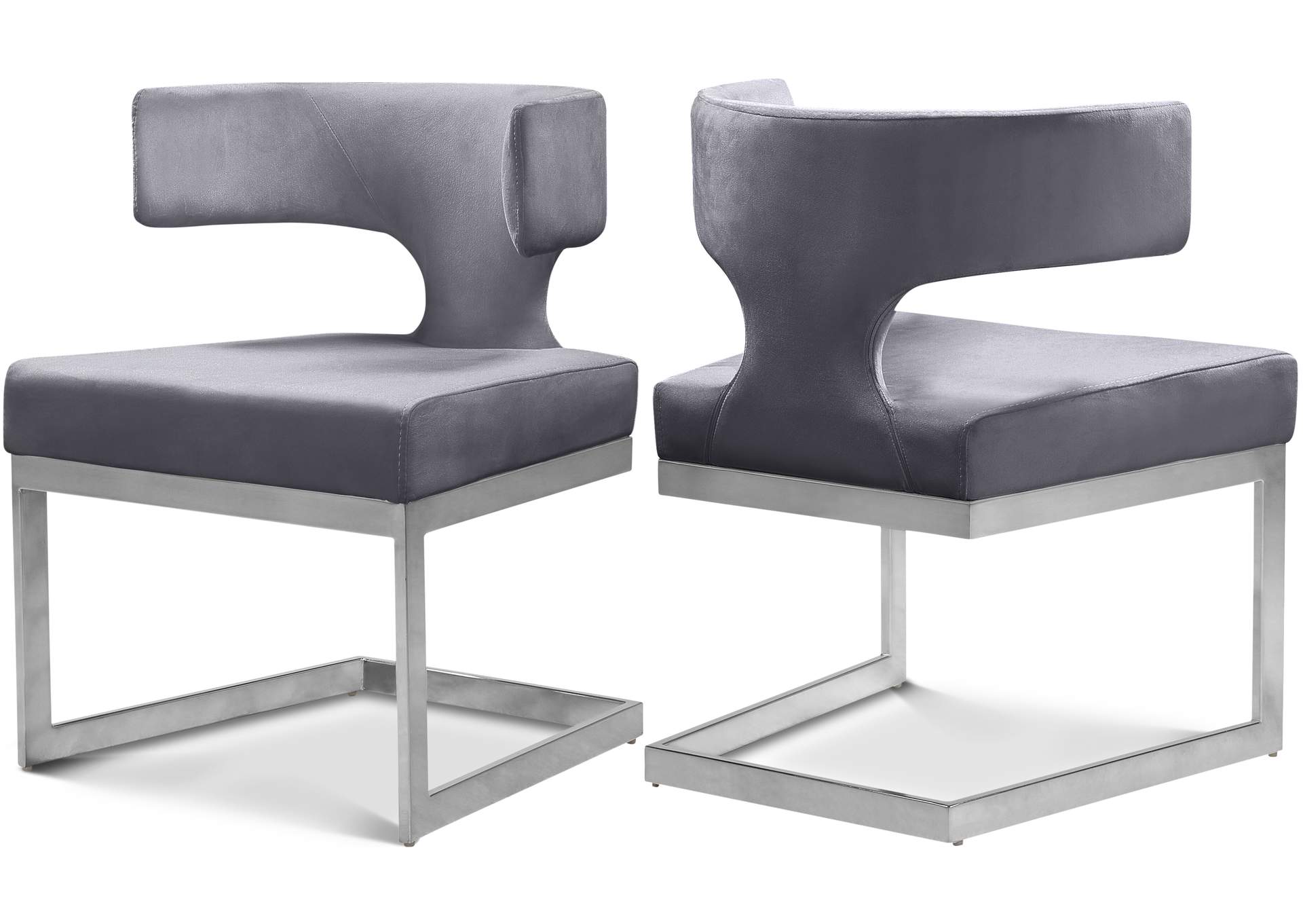 Alexandra Grey Velvet Dining Chair,Meridian Furniture