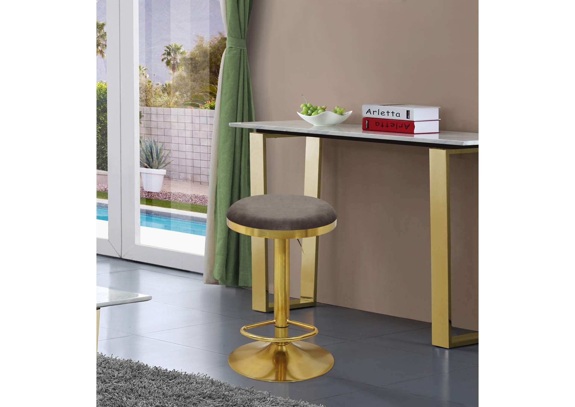 Brody Grey Velvet Adjustable Stool,Meridian Furniture