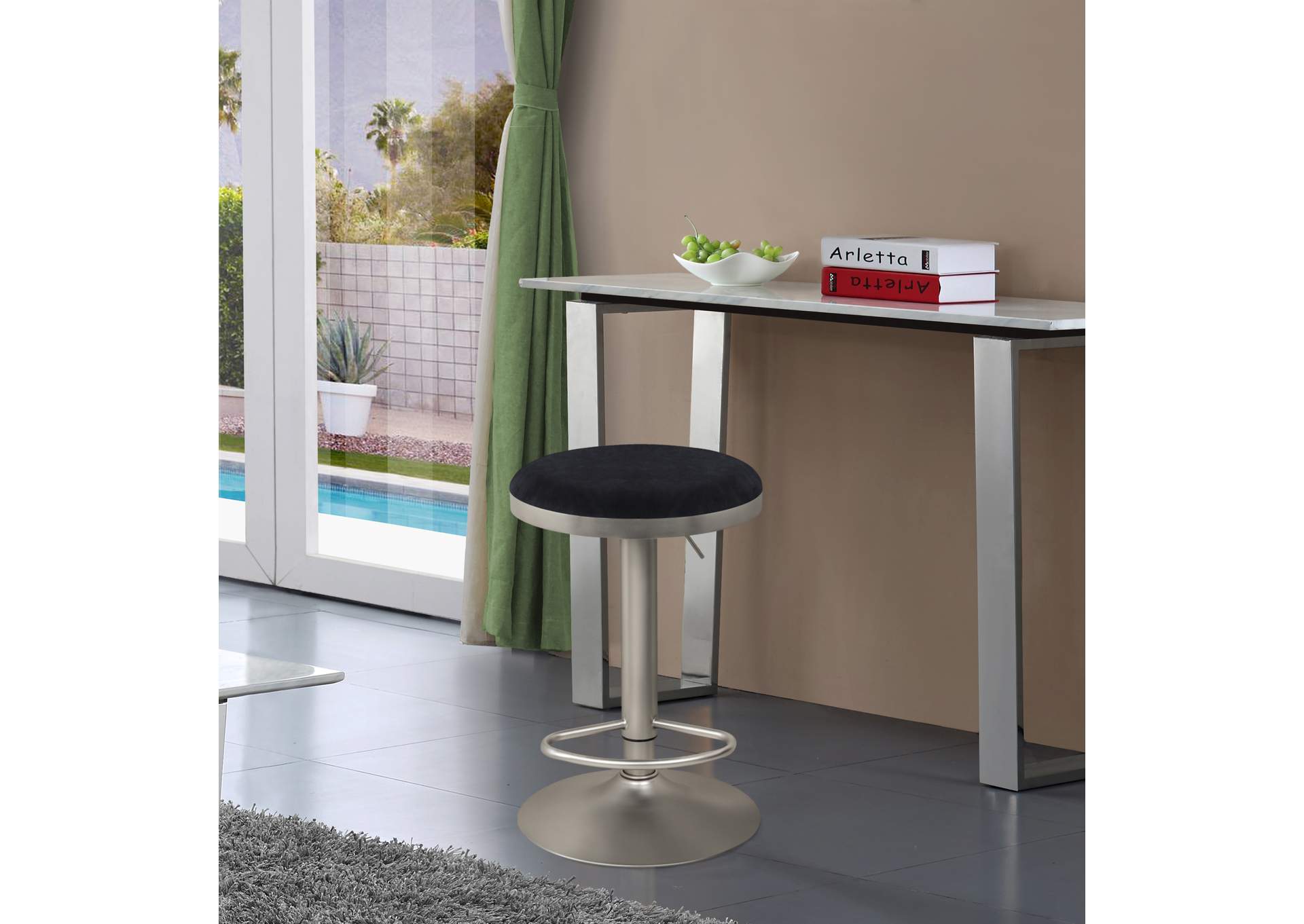 Brody Black Velvet Adjustable Stool,Meridian Furniture