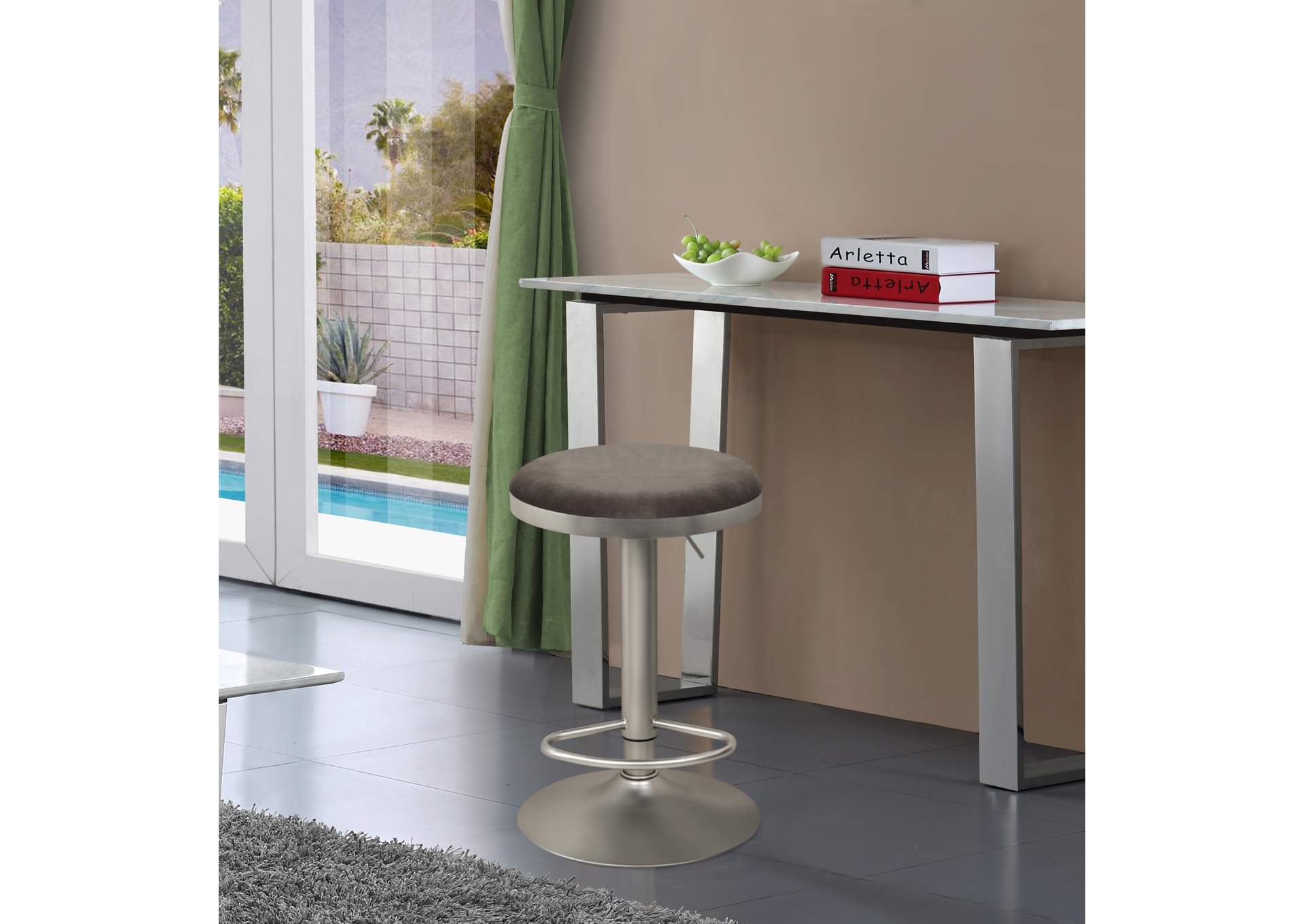 Brody Grey Velvet Adjustable Stool,Meridian Furniture