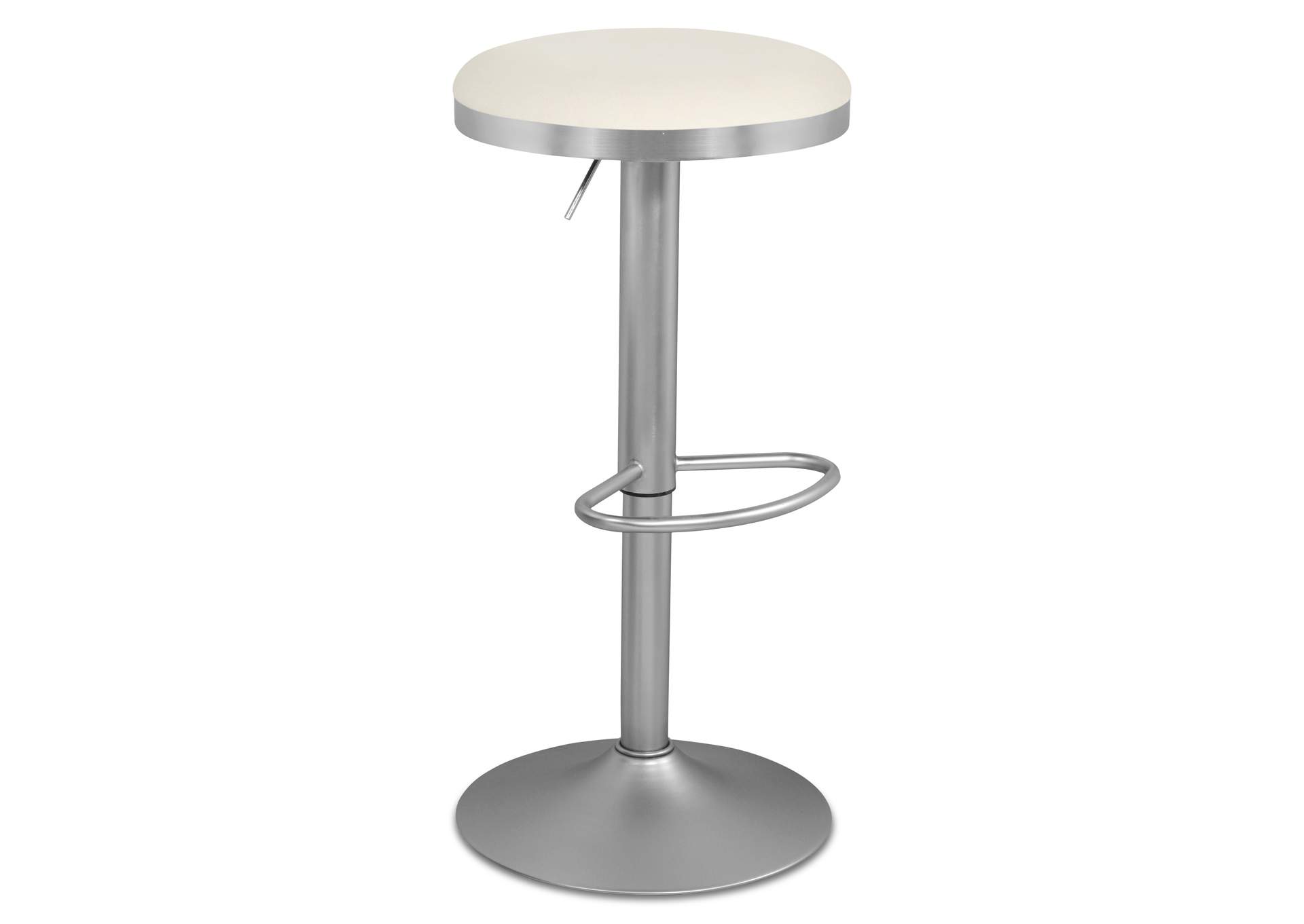 Brody White Faux Leather Adjustable Stool,Meridian Furniture