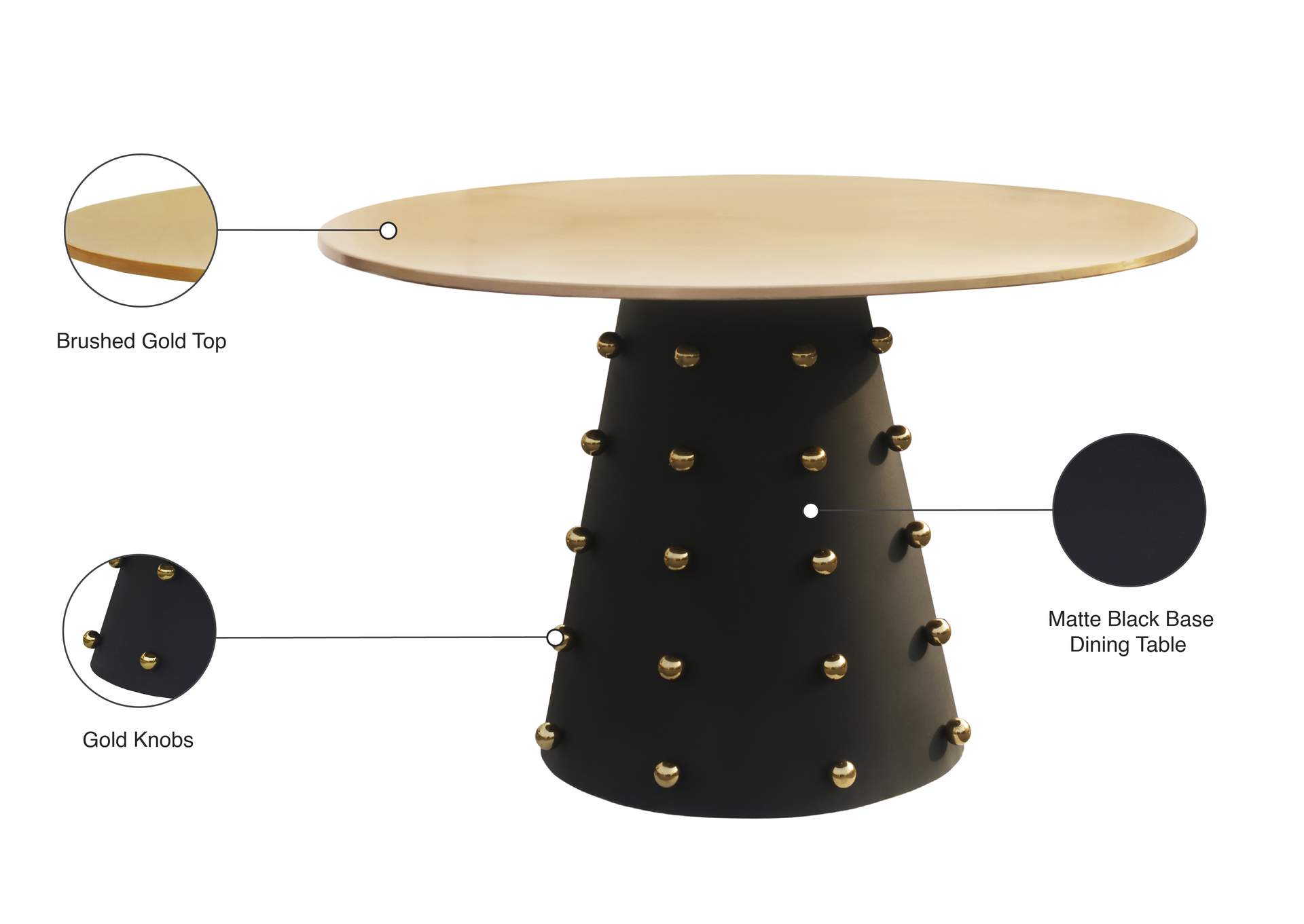 Raven Black - Gold Dining Table,Meridian Furniture