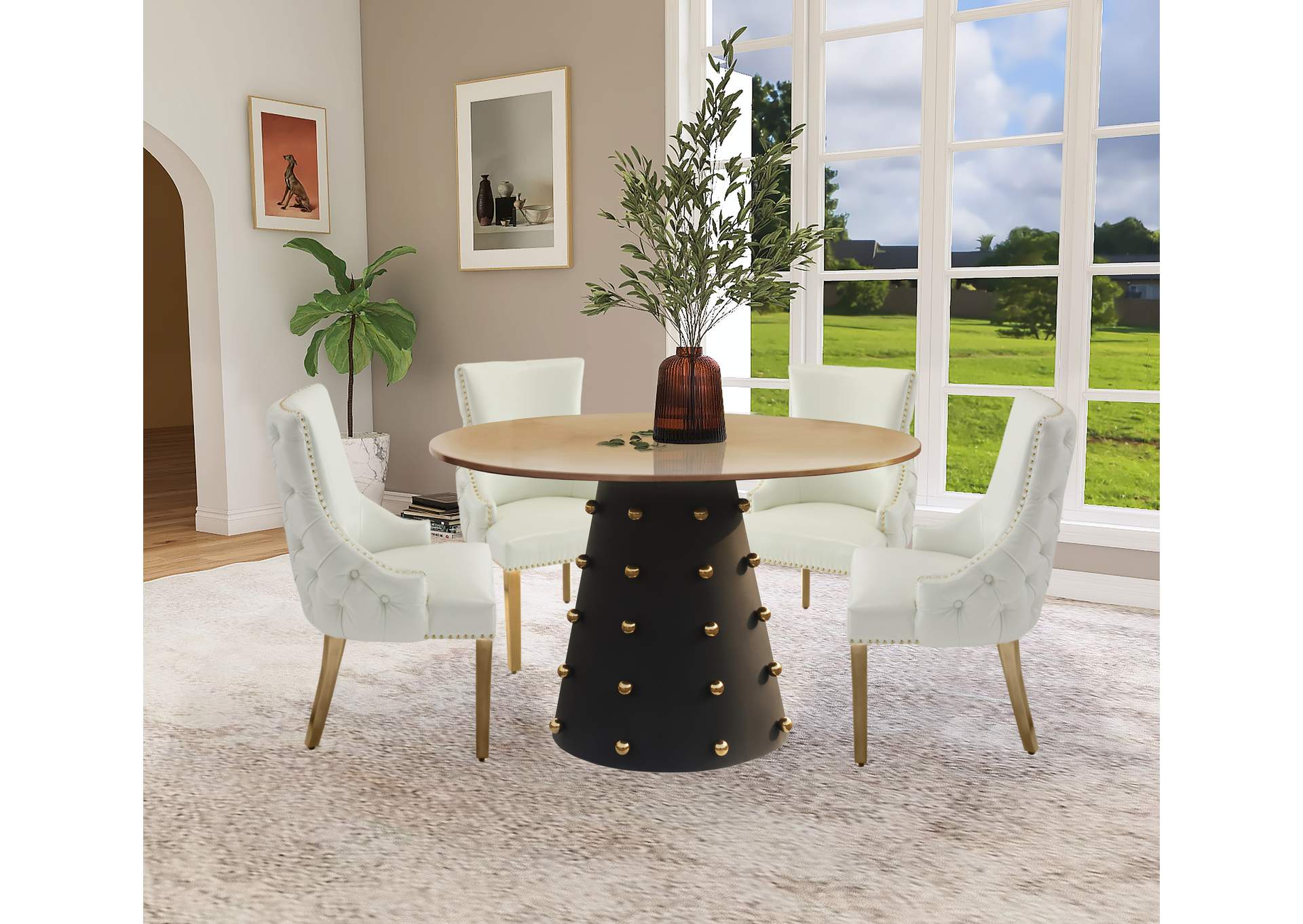 Raven Black - Gold Dining Table,Meridian Furniture