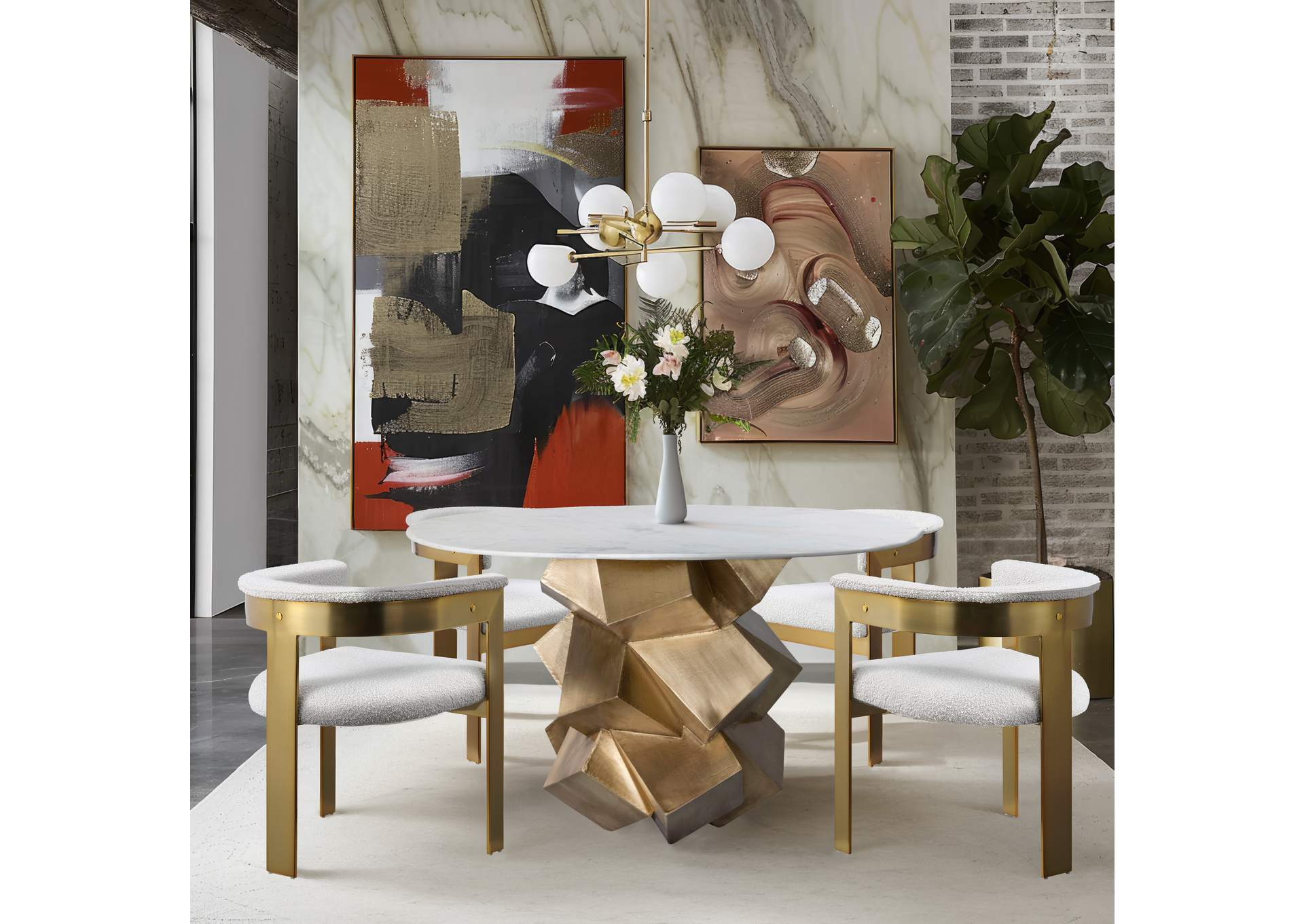 Walker White Dining Table,Meridian Furniture