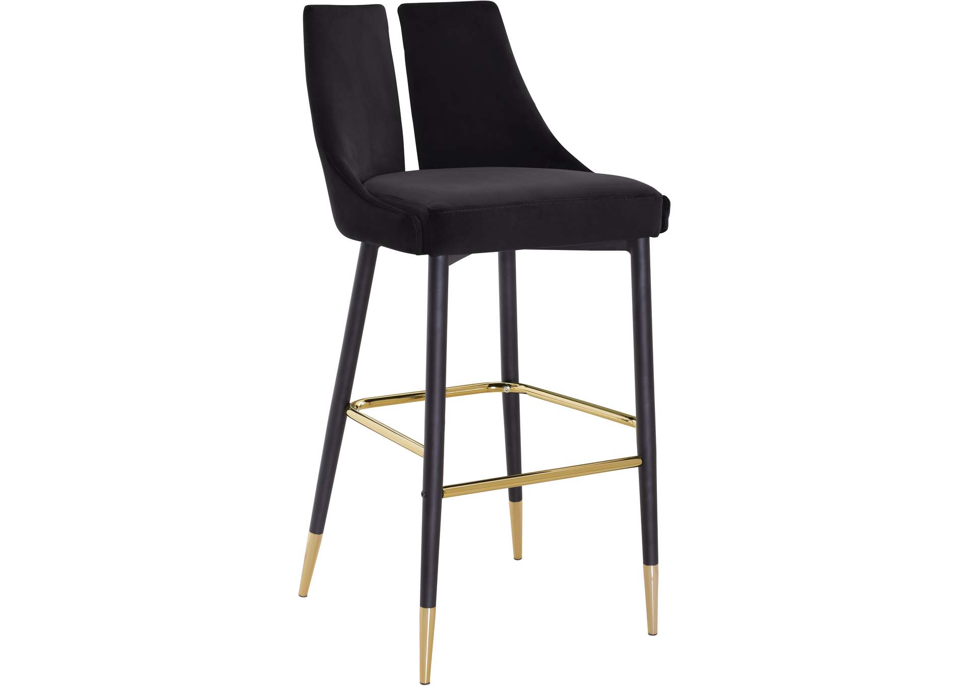 Sleek Black Velvet Stool Set of 2,Meridian Furniture