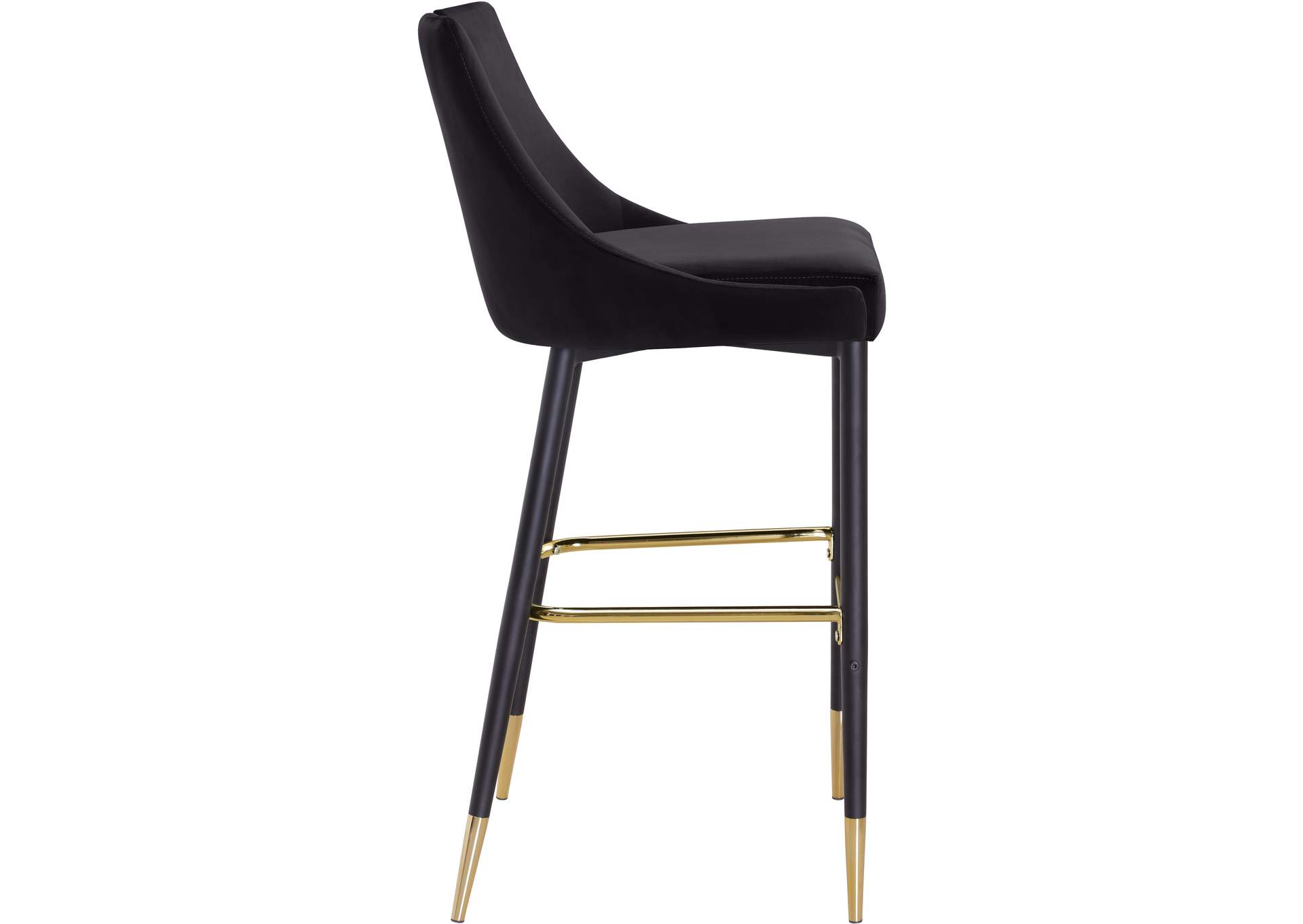 Sleek Black Velvet Stool Set of 2,Meridian Furniture