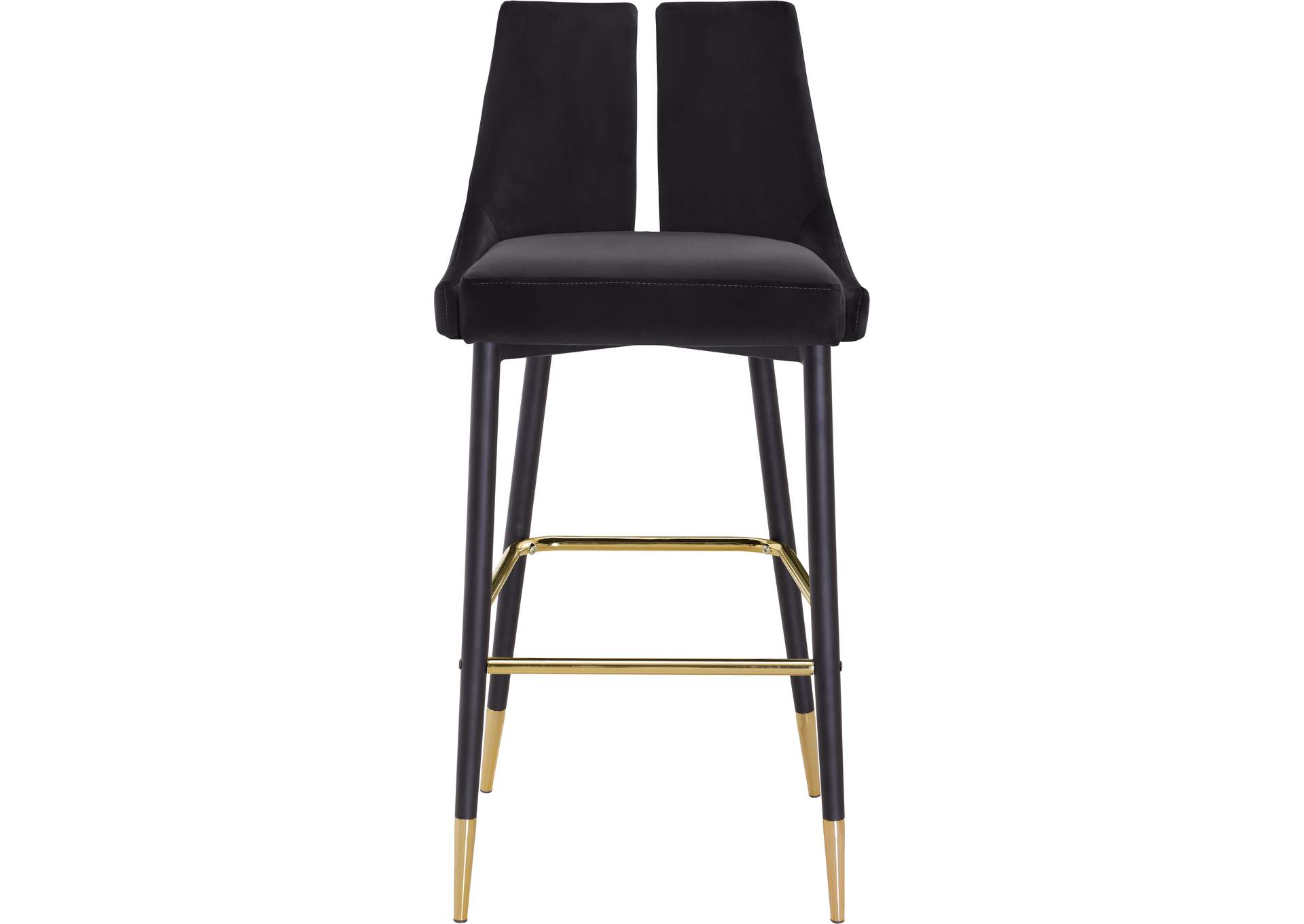 Sleek Black Velvet Stool Set of 2,Meridian Furniture