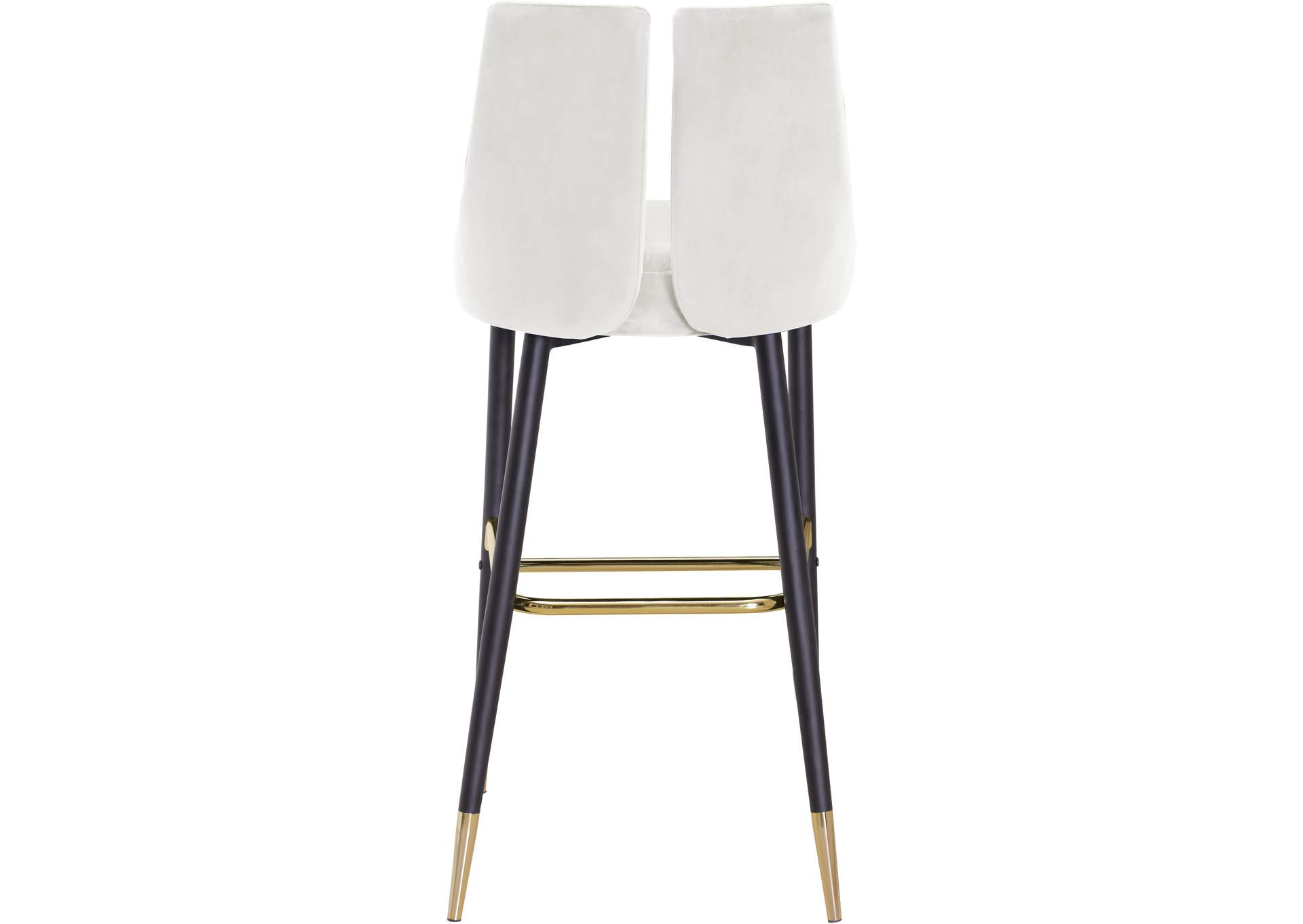 Sleek Cream Velvet Stool Set of 2,Meridian Furniture