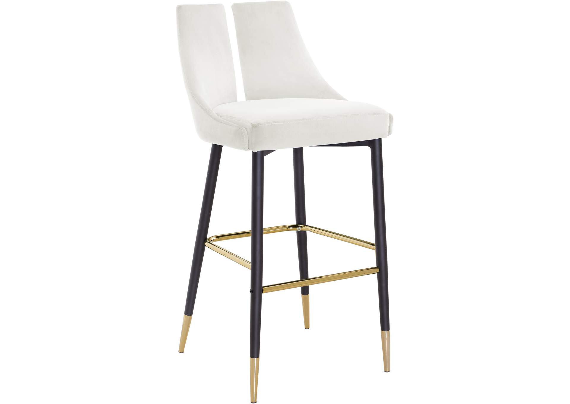 Sleek Cream Velvet Stool Set of 2,Meridian Furniture