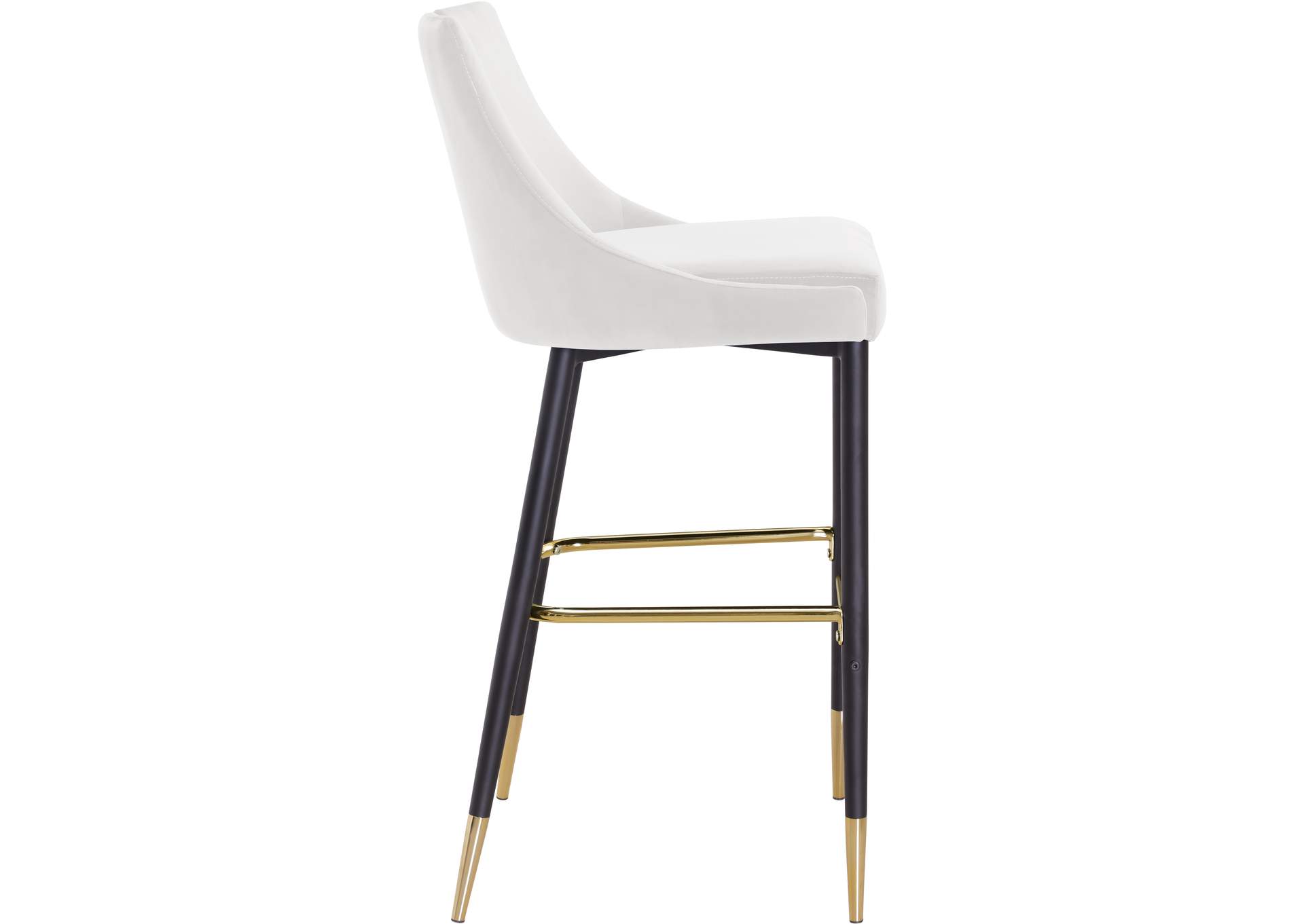 Sleek Cream Velvet Stool Set of 2,Meridian Furniture