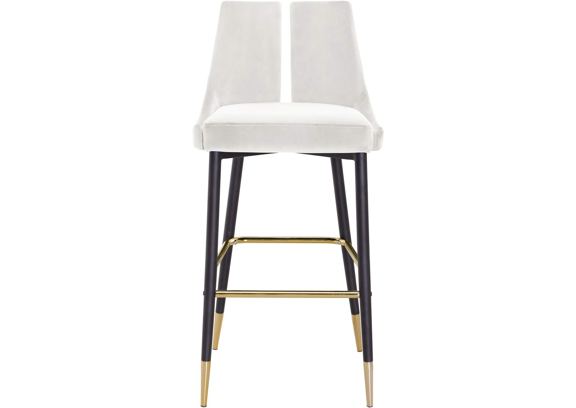 Sleek Cream Velvet Stool Set of 2,Meridian Furniture