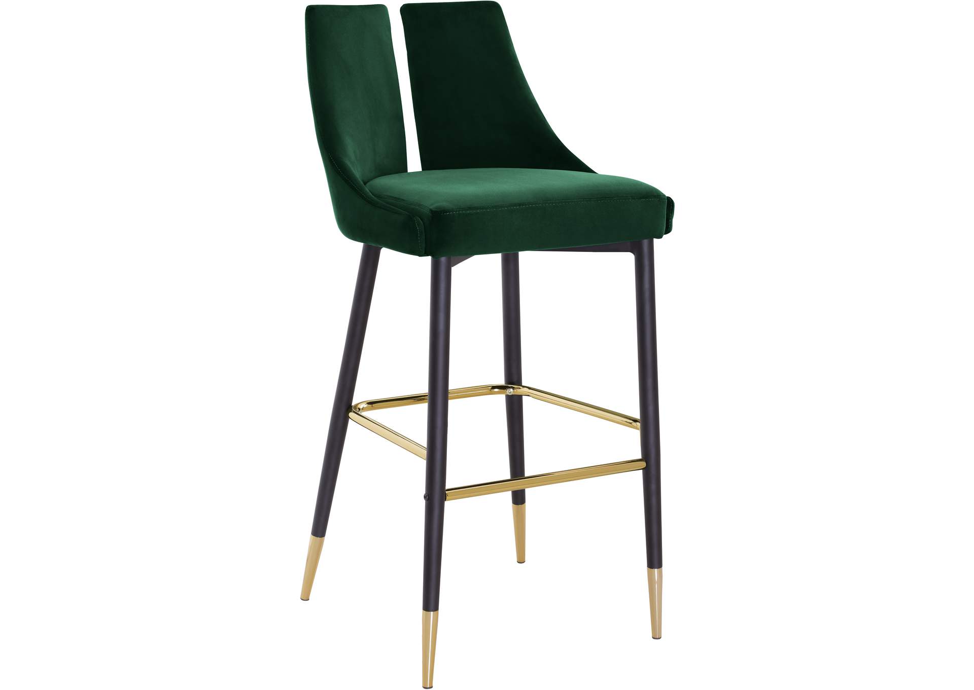 Sleek Green Velvet Stool Set of 2,Meridian Furniture